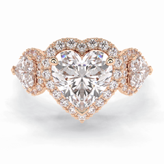 Love's Embrace 1.29 Carat Heart VS1 Lab-Grown Three Stone Engagement Ring in 18K Gold