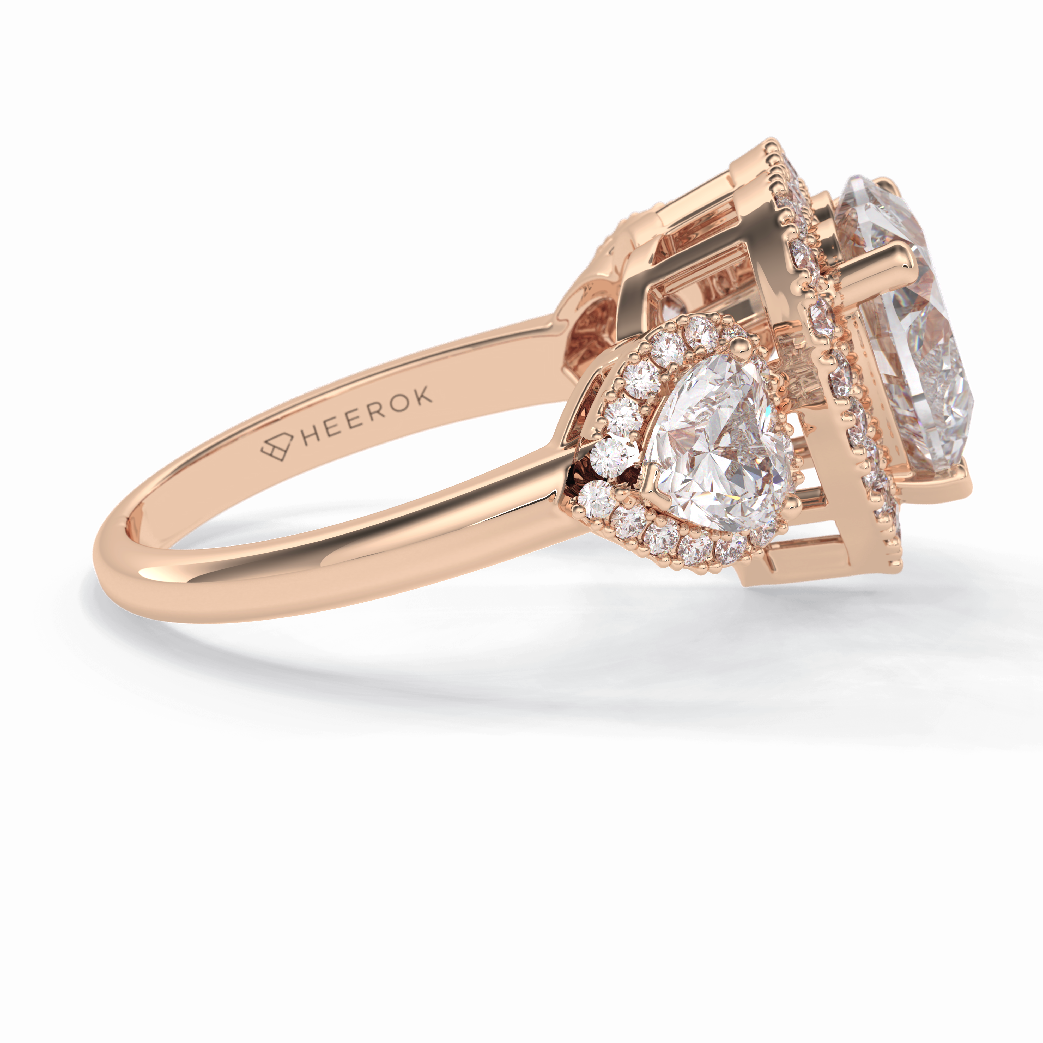 Love's Embrace 1.29 Carat Heart VS1 Lab-Grown Three Stone Engagement Ring in 18K Gold