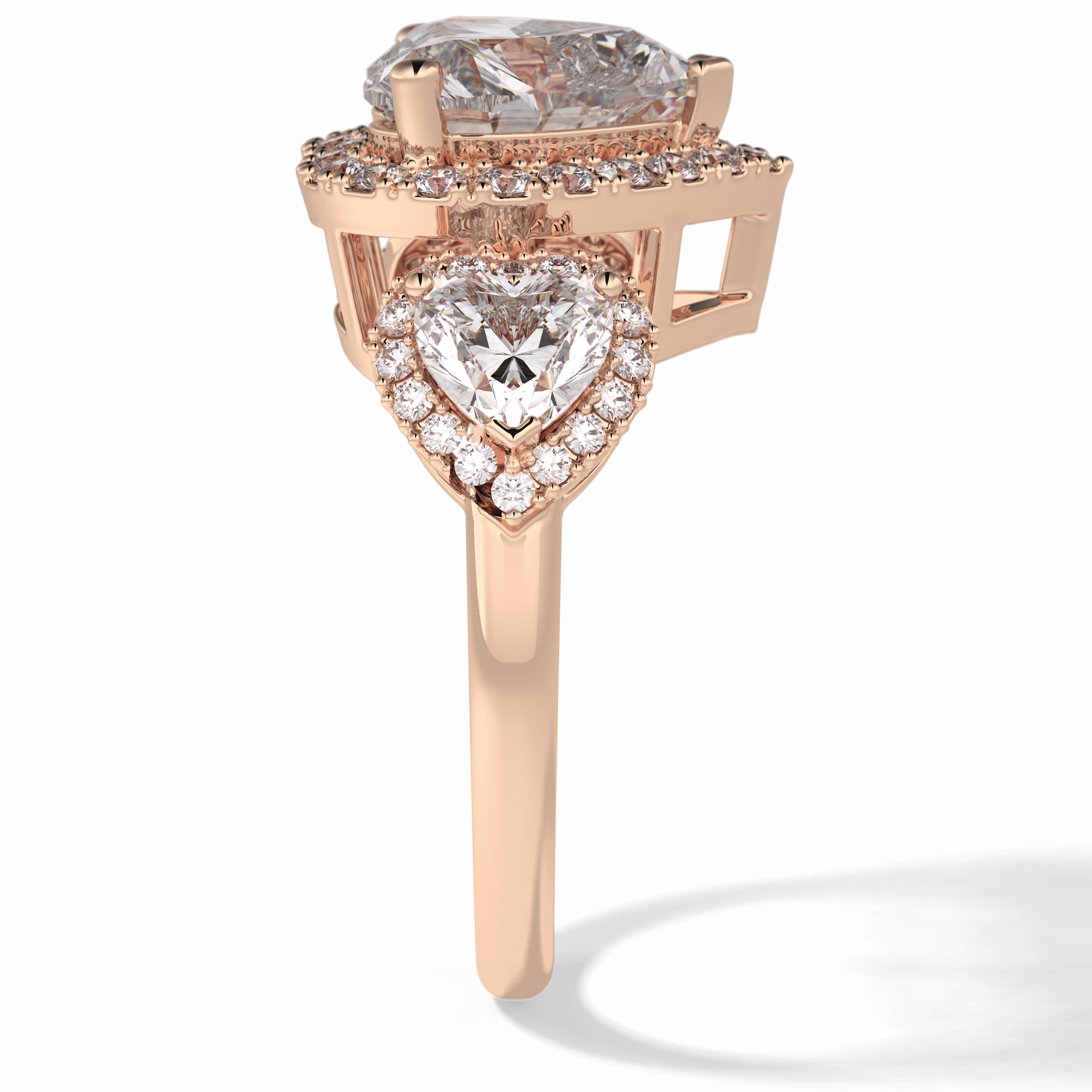 Love's Embrace 1.29 Carat Heart VS1 Lab-Grown Three Stone Engagement Ring in 18K Gold