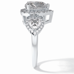 Love's Embrace 1.29 Carat Heart VS1 Lab-Grown Three Stone Engagement Ring in 18K Gold