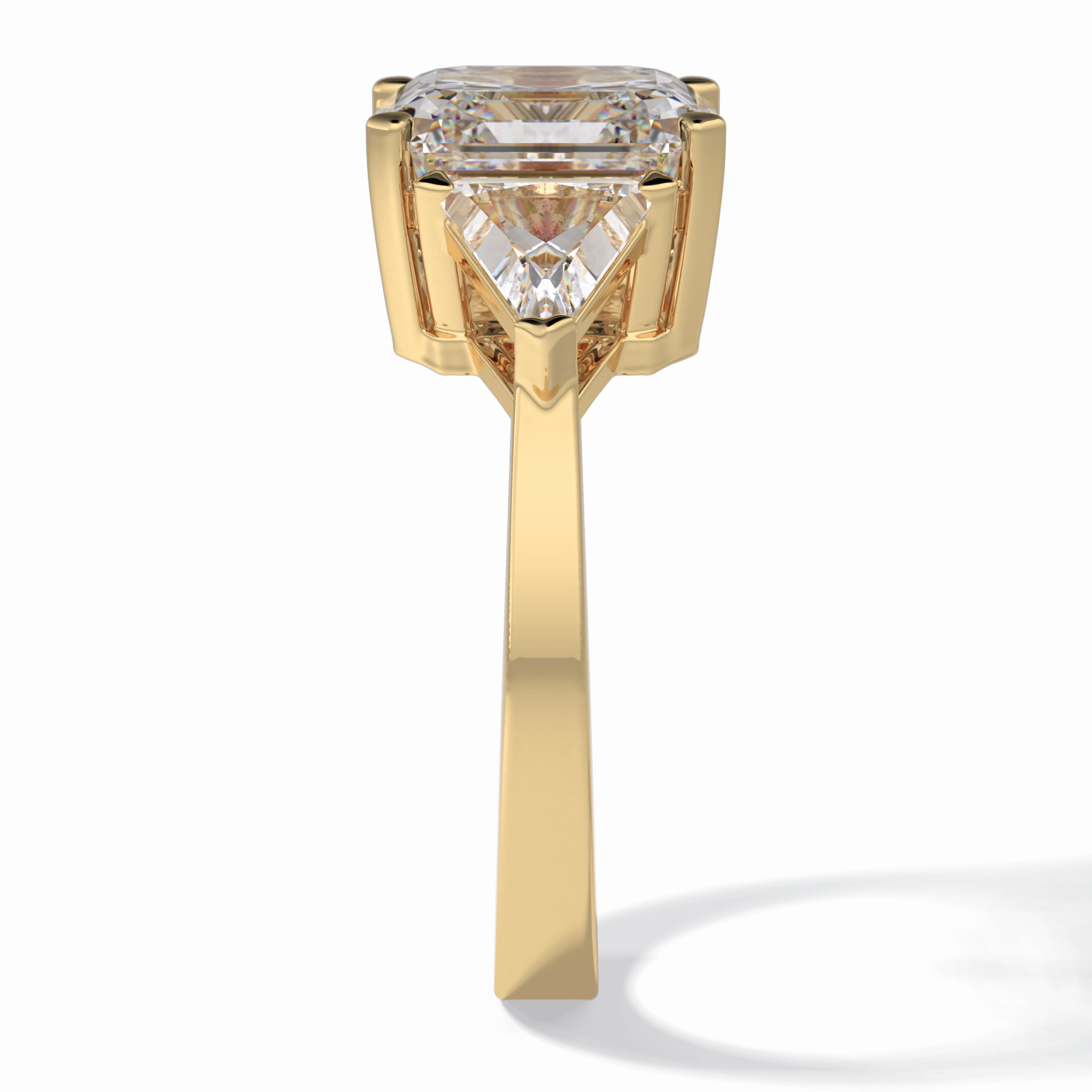 Majesty 3.78 Carat Asscher VS1 Lab-Grown Three Stone Engagement Ring in 18K Gold