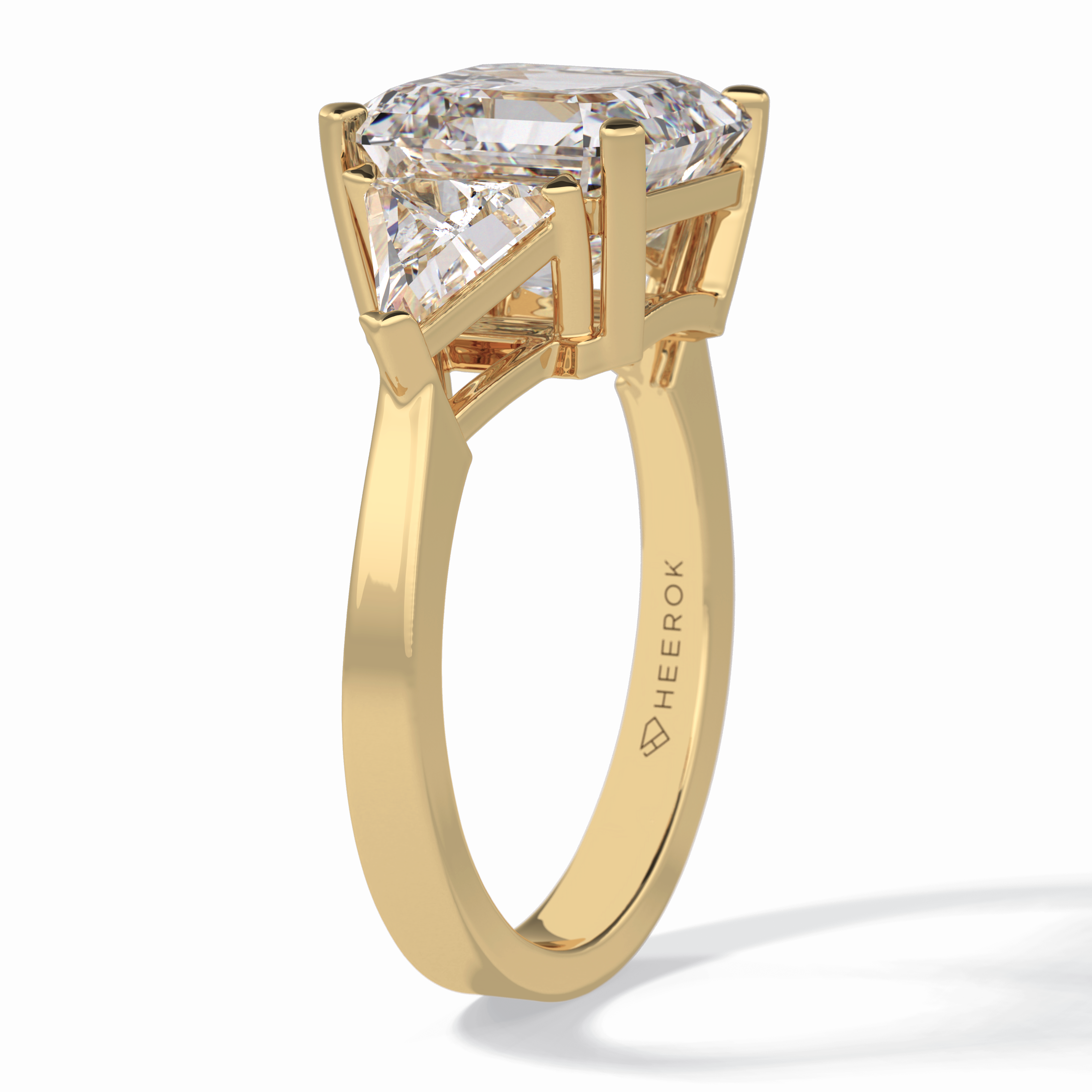 Majesty 3.78 Carat Asscher VS1 Lab-Grown Three Stone Engagement Ring in 18K Gold