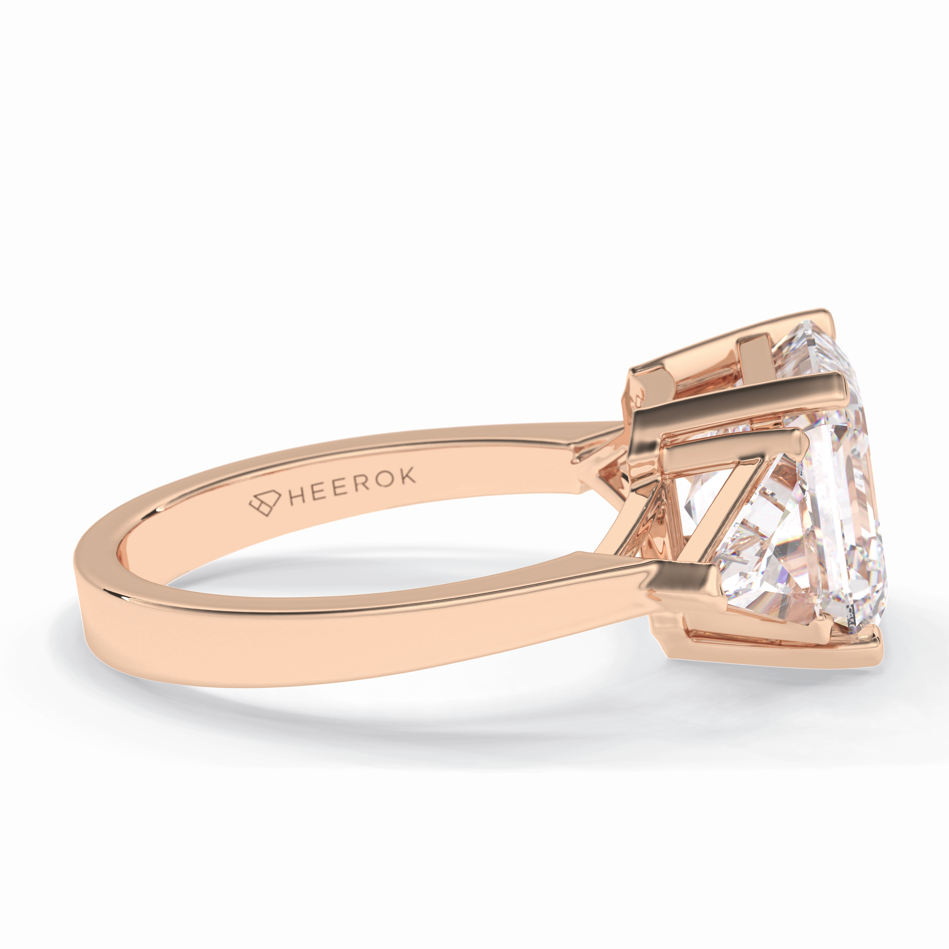 Majesty 3.78 Carat Asscher VS1 Lab-Grown Three Stone Engagement Ring in 18K Gold