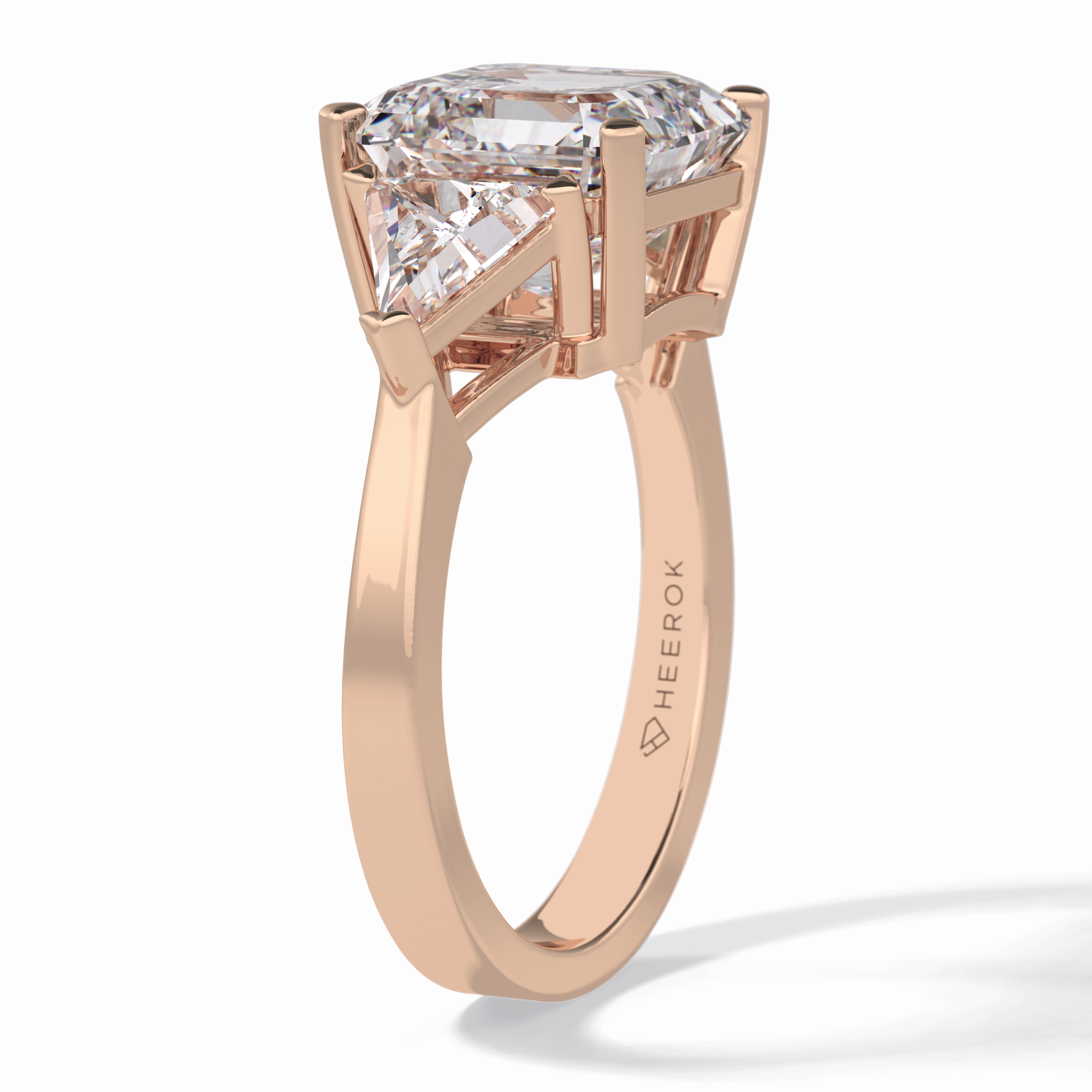 Majesty 3.78 Carat Asscher VS1 Lab-Grown Three Stone Engagement Ring in 18K Gold