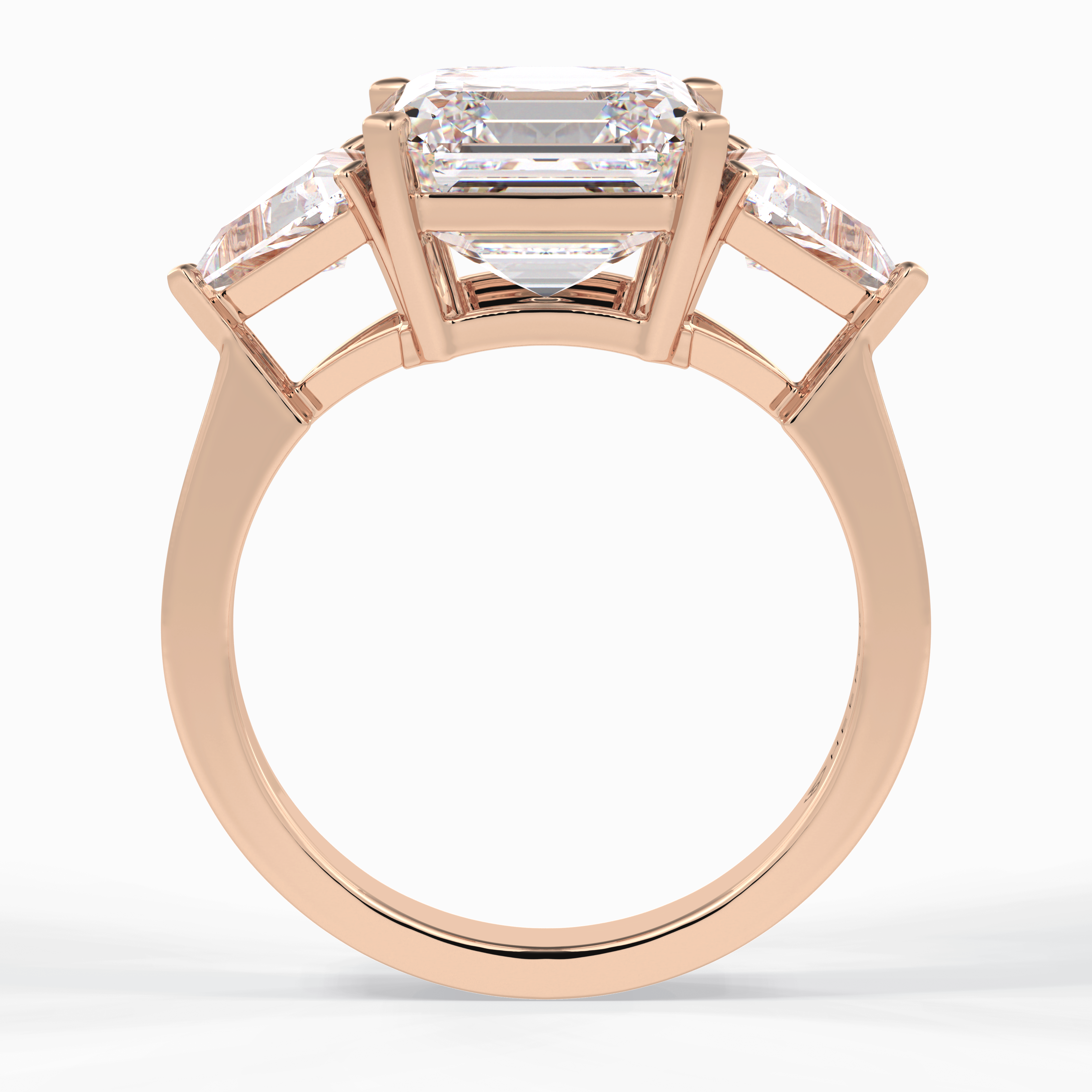 Majesty 3.78 Carat Asscher VS1 Lab-Grown Three Stone Engagement Ring in 18K Gold