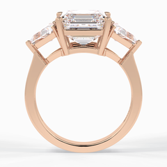 Majesty 3.78 Carat Asscher VS1 Lab-Grown Three Stone Engagement Ring in 18K Gold