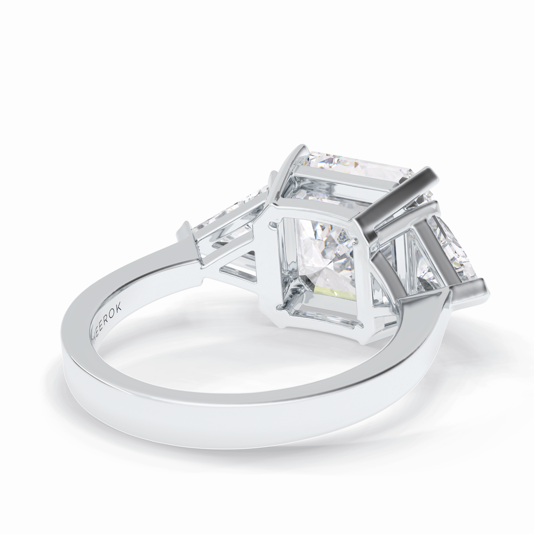 Majesty 3.78 Carat Asscher VS1 Lab-Grown Three Stone Engagement Ring in 18K Gold