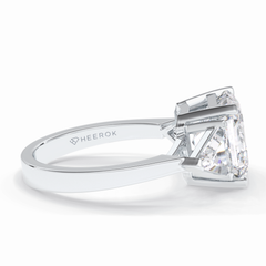 Majesty 3.78 Carat Asscher VS1 Lab-Grown Three Stone Engagement Ring in 18K Gold