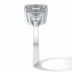 Majesty 3.78 Carat Asscher VS1 Lab-Grown Three Stone Engagement Ring in 18K Gold