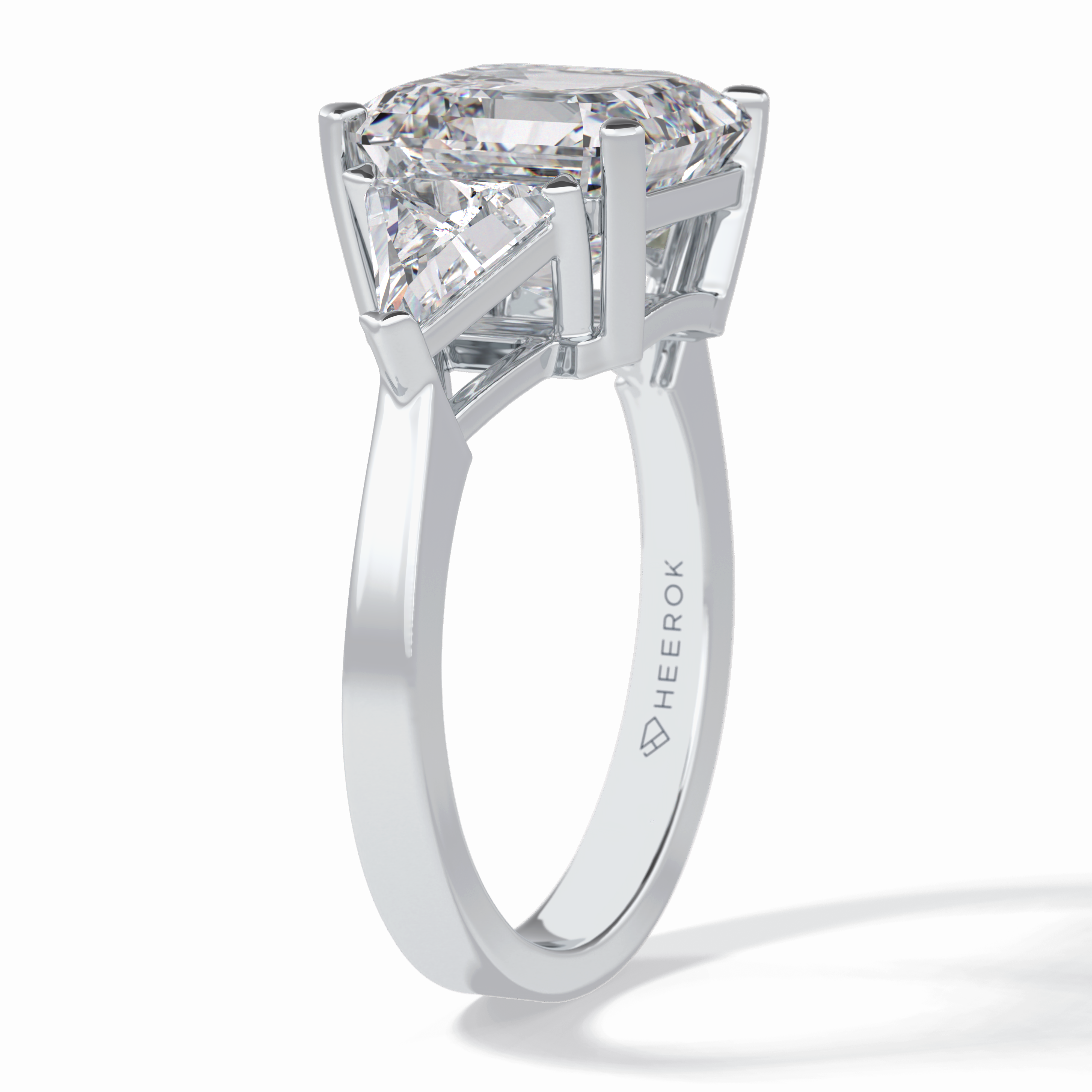 Majesty 3.78 Carat Asscher VS1 Lab-Grown Three Stone Engagement Ring in 18K Gold