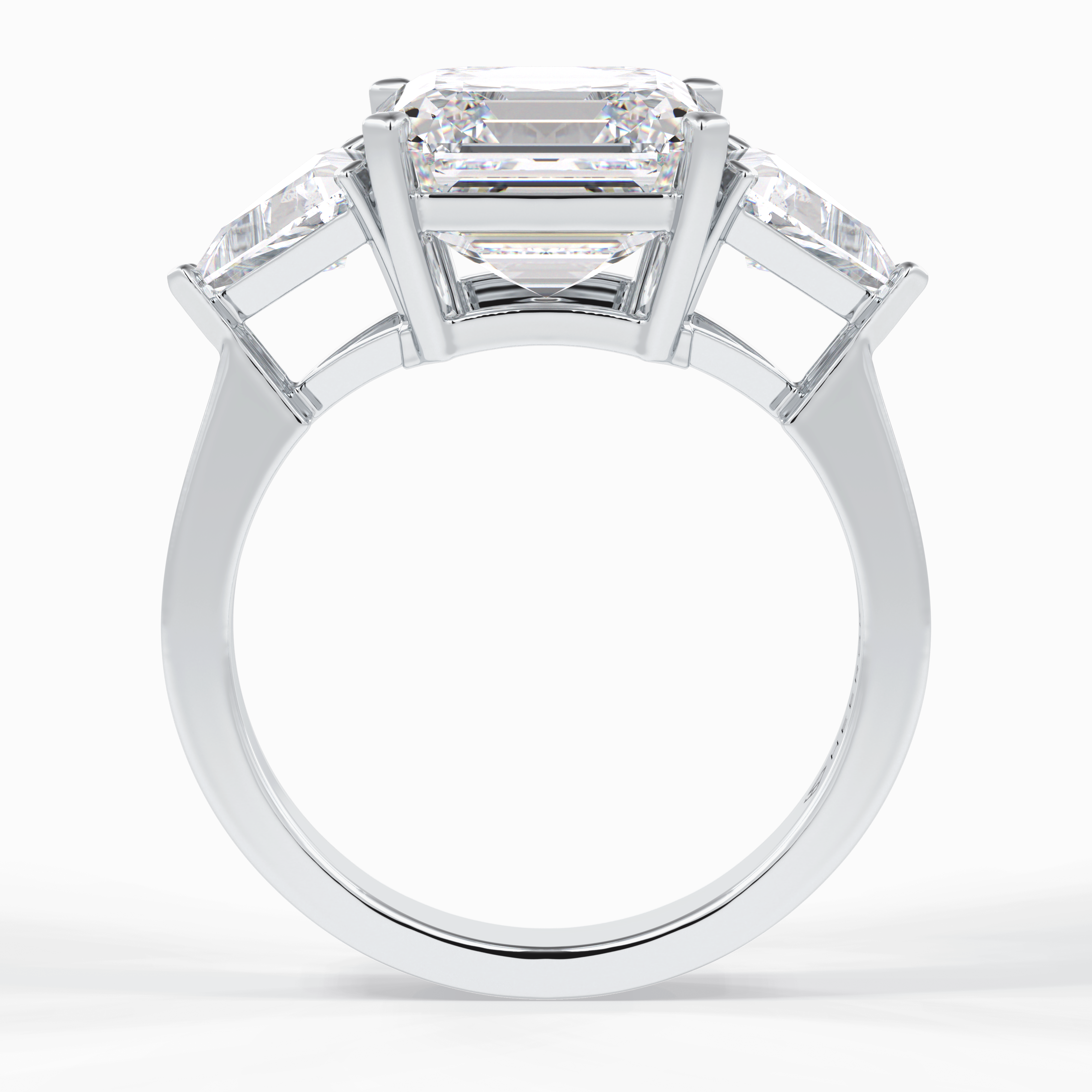 Majesty 3.78 Carat Asscher VS1 Lab-Grown Three Stone Engagement Ring in 18K Gold