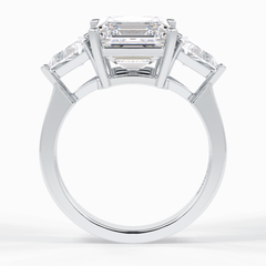 Majesty 3.78 Carat Asscher VS1 Lab-Grown Three Stone Engagement Ring in 18K Gold