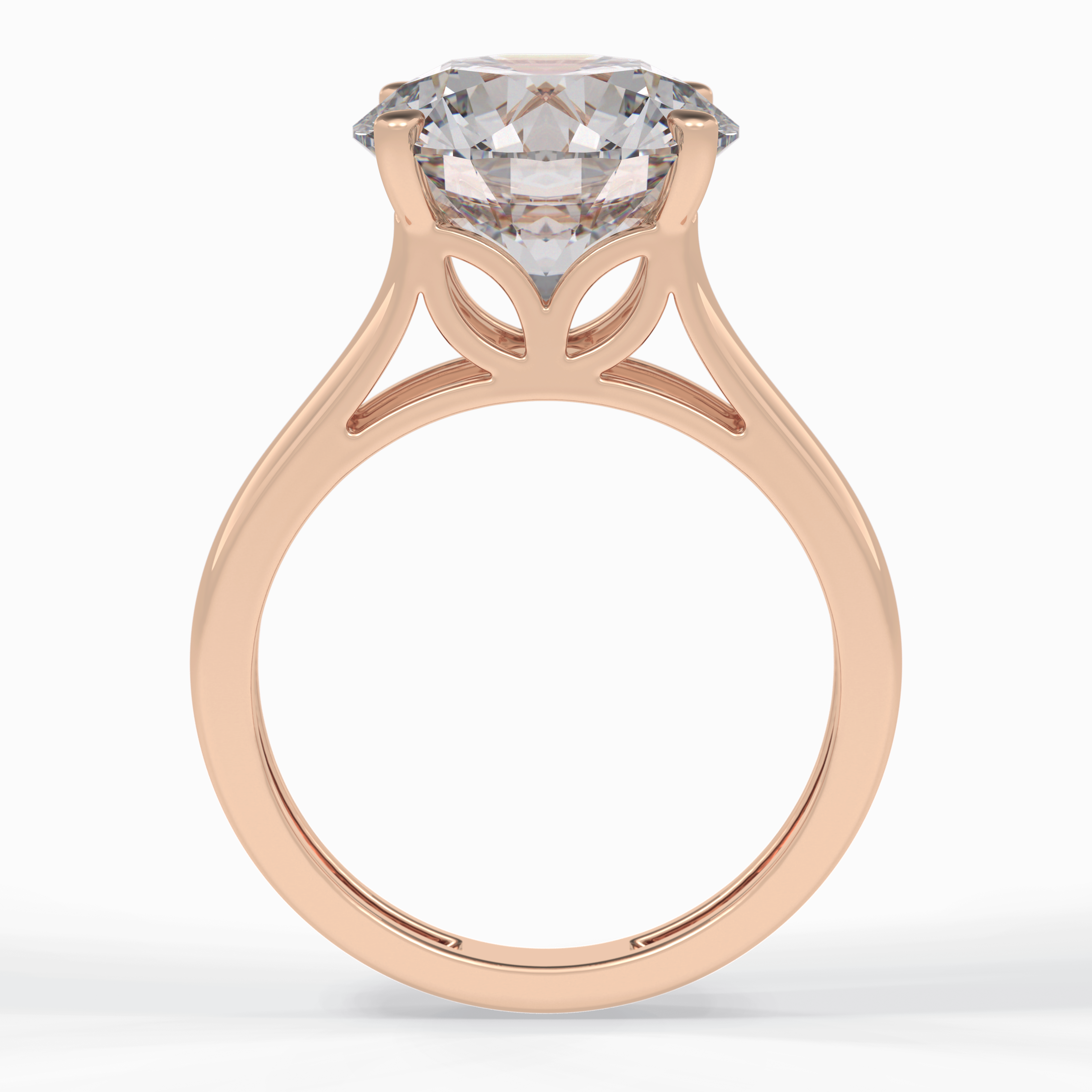 Solitaire Vista 4.46 Carat Round VS1 Lab-Grown Solitaire Engagement Ring in 18K Gold