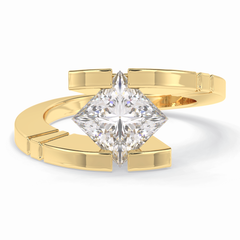 Vertex 2.07 Carat Princess VS1 Lab-Grown Solitaire Engagement Ring in 18K Gold