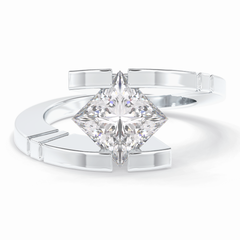 Vertex 2.07 Carat Princess VS1 Lab-Grown Solitaire Engagement Ring in 18K Gold