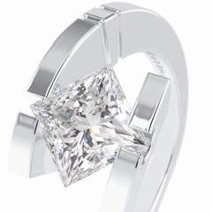 Vertex 2.07 Carat Princess VS1 Lab-Grown Solitaire Engagement Ring in 18K Gold