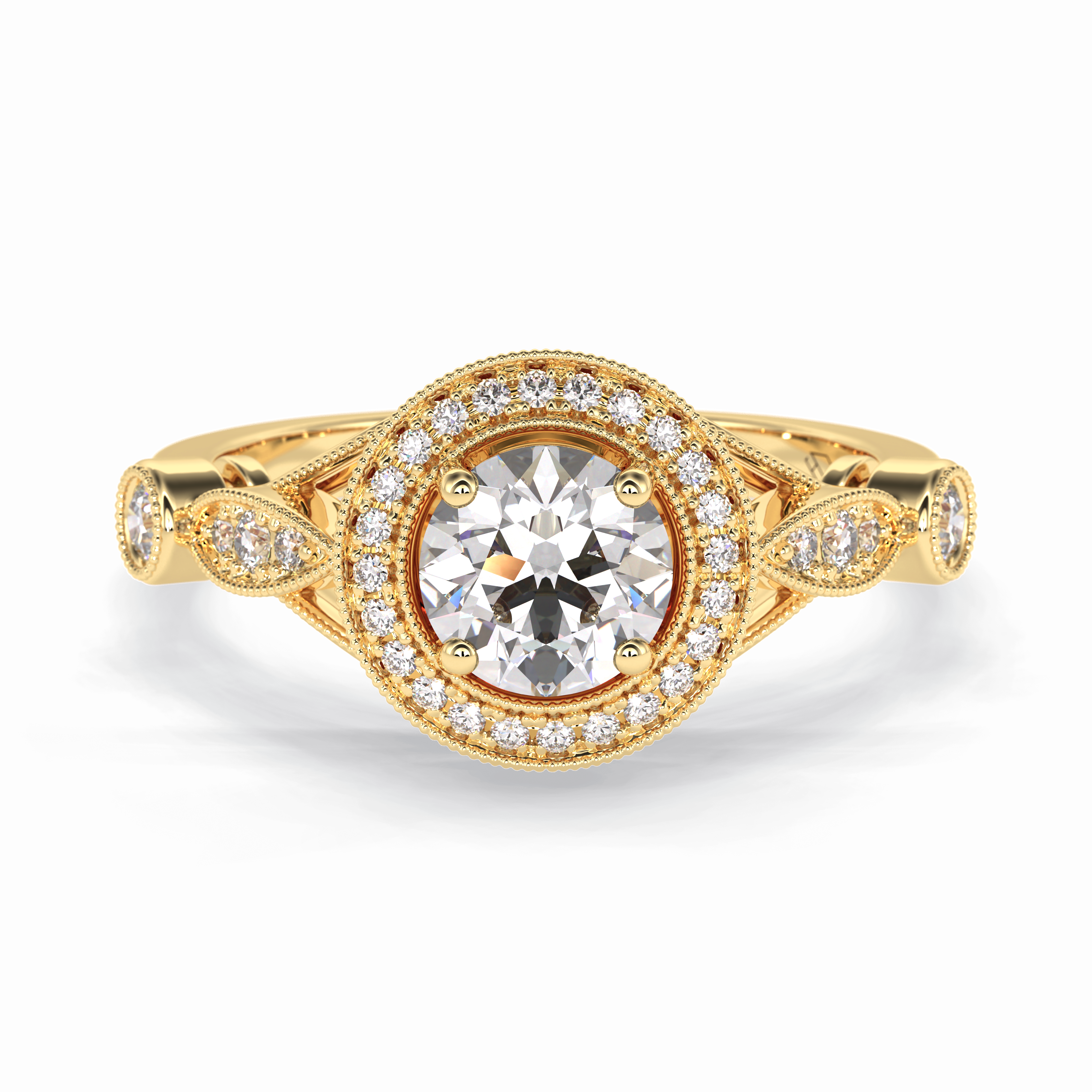 Orbit 0.67 Carat Round VS1 Lab-Grown Halo Engagement Ring in 18K Gold