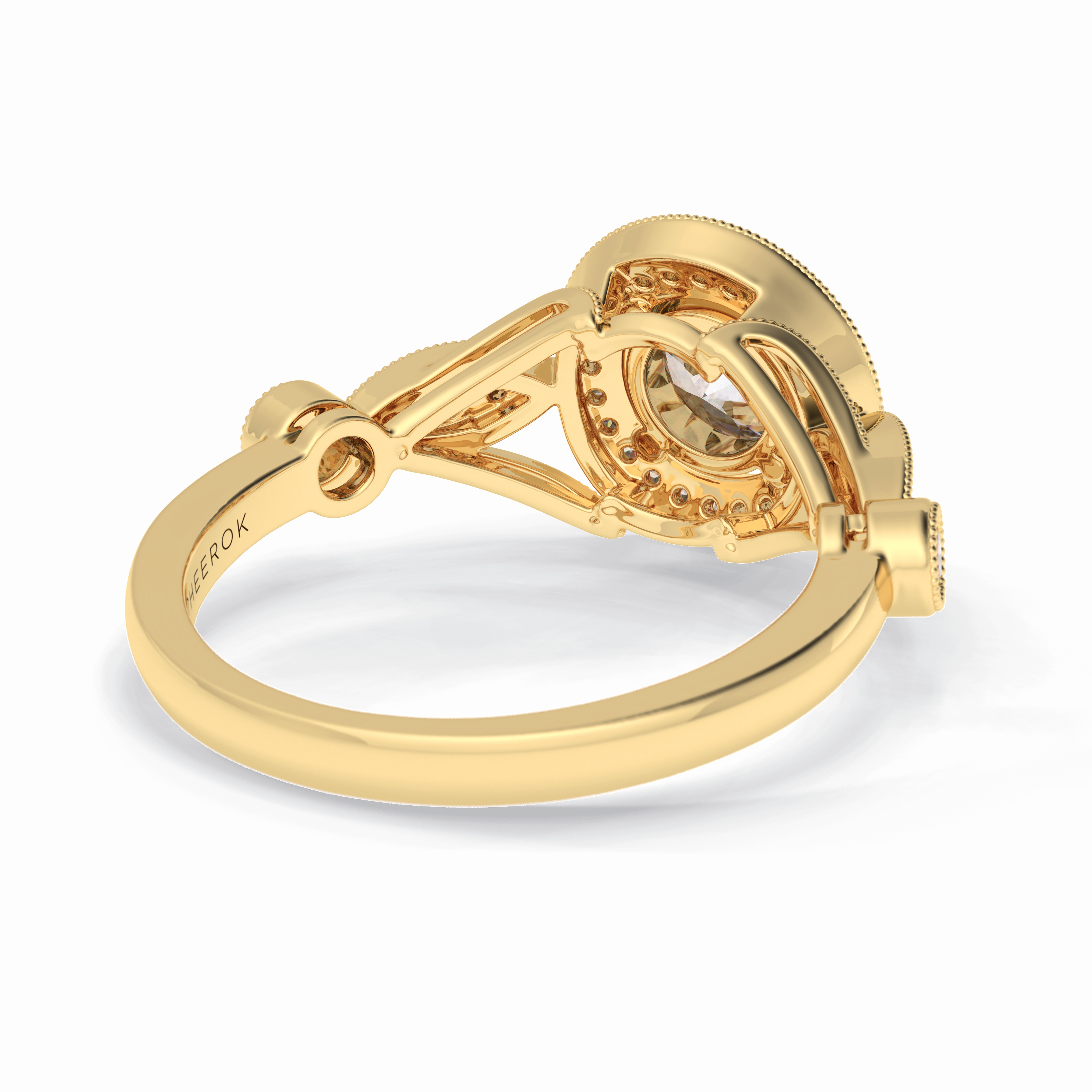 Orbit 0.67 Carat Round VS1 Lab-Grown Halo Engagement Ring in 18K Gold