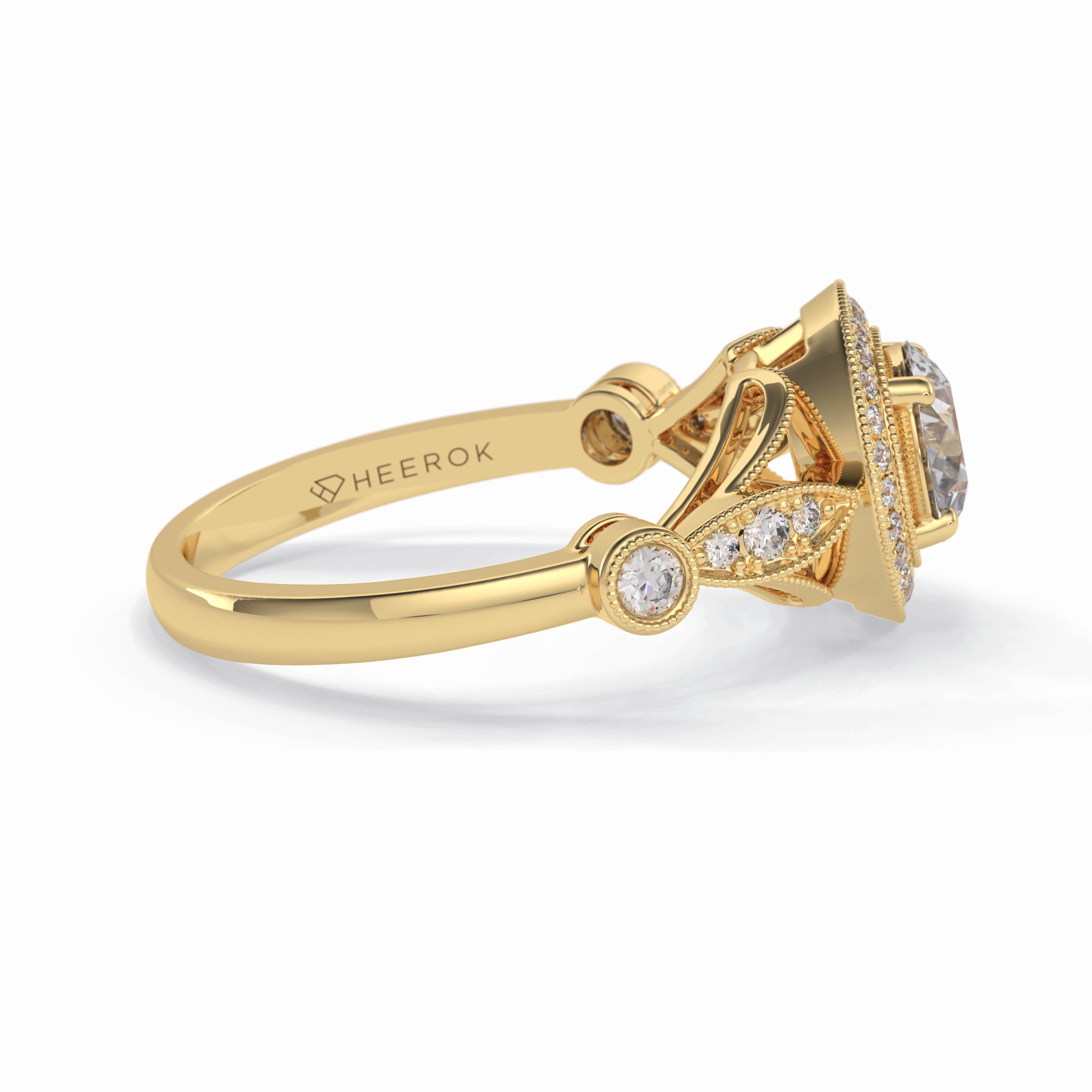 Orbit 0.67 Carat Round VS1 Lab-Grown Halo Engagement Ring in 18K Gold