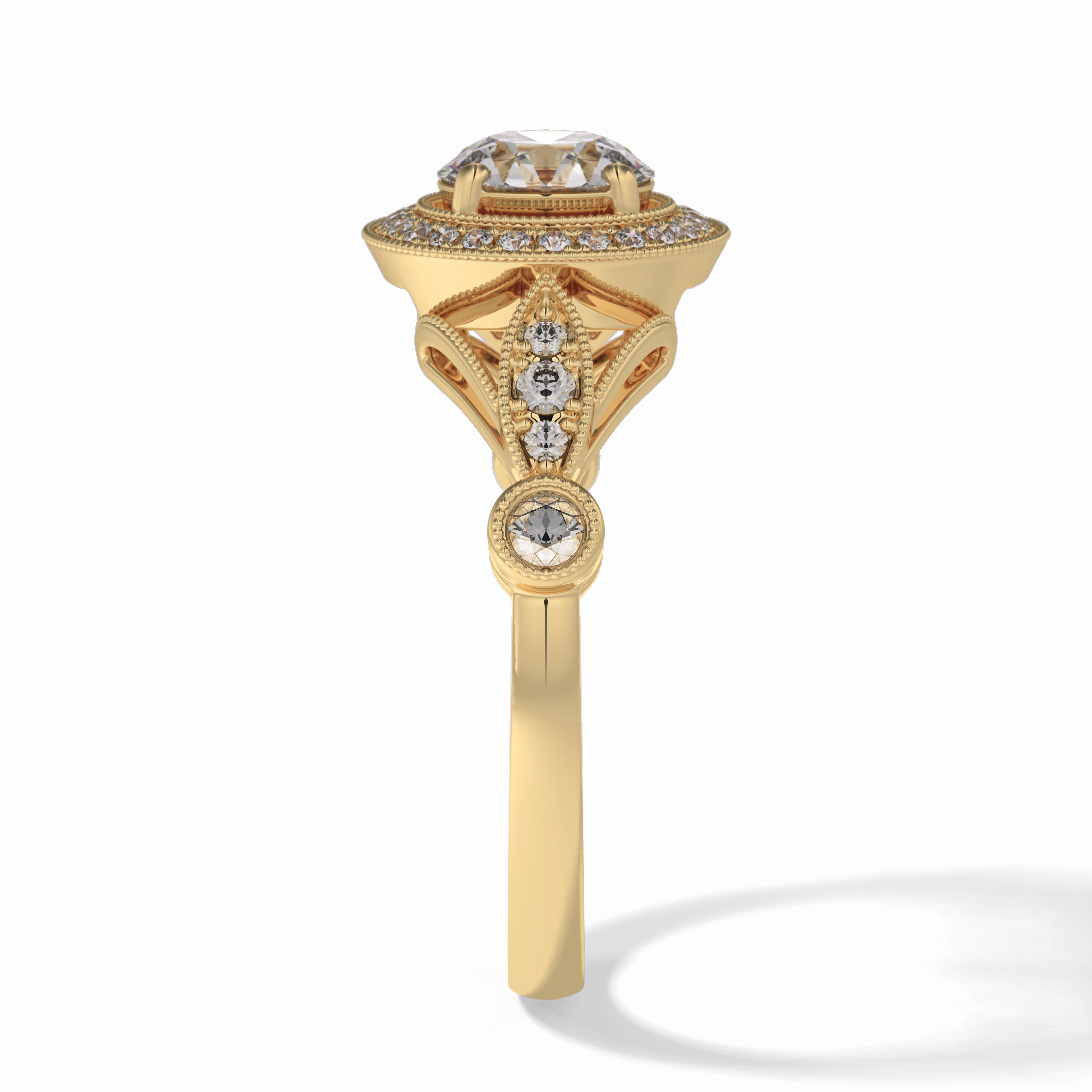 Orbit 0.67 Carat Round VS1 Lab-Grown Halo Engagement Ring in 18K Gold