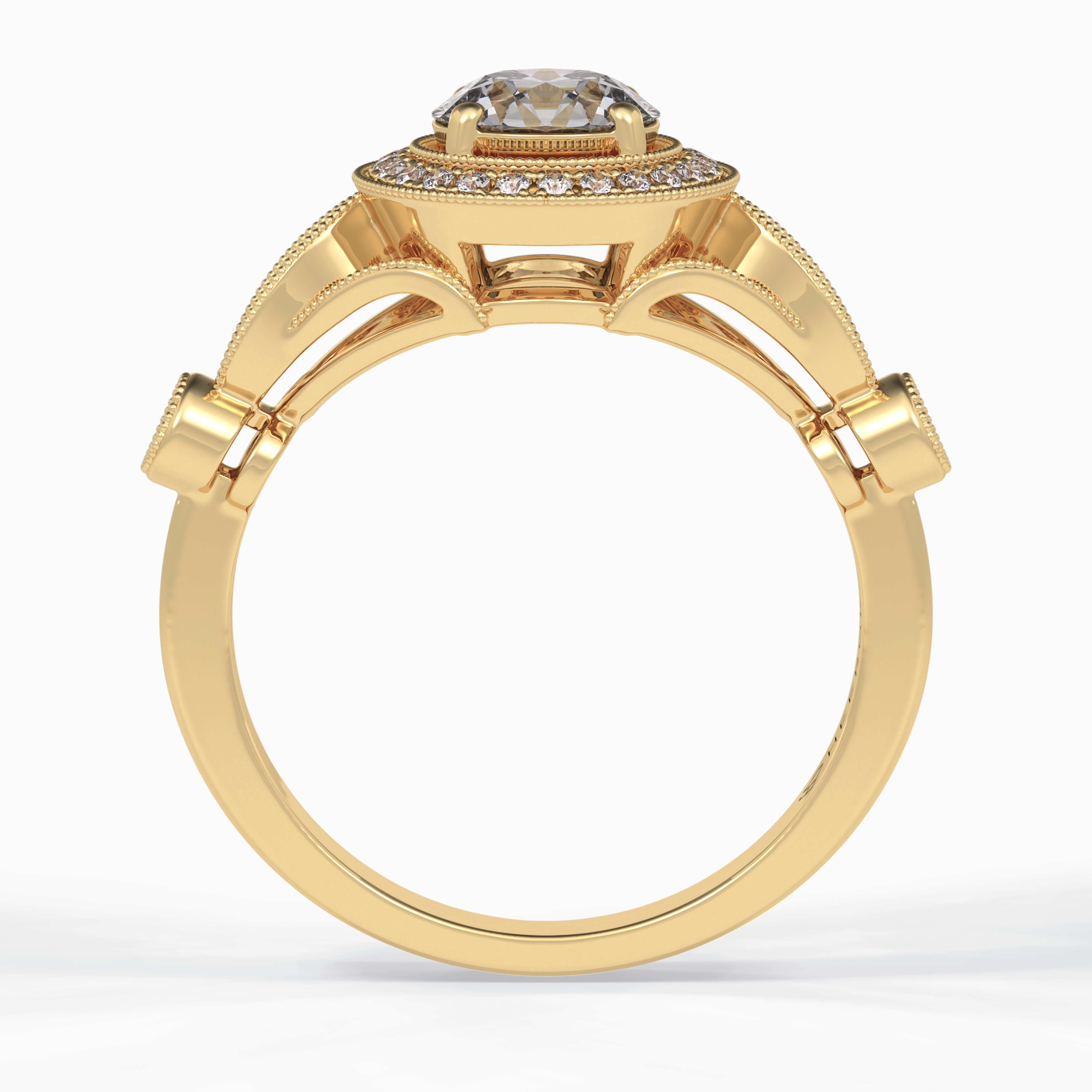 Orbit 0.67 Carat Round VS1 Lab-Grown Halo Engagement Ring in 18K Gold