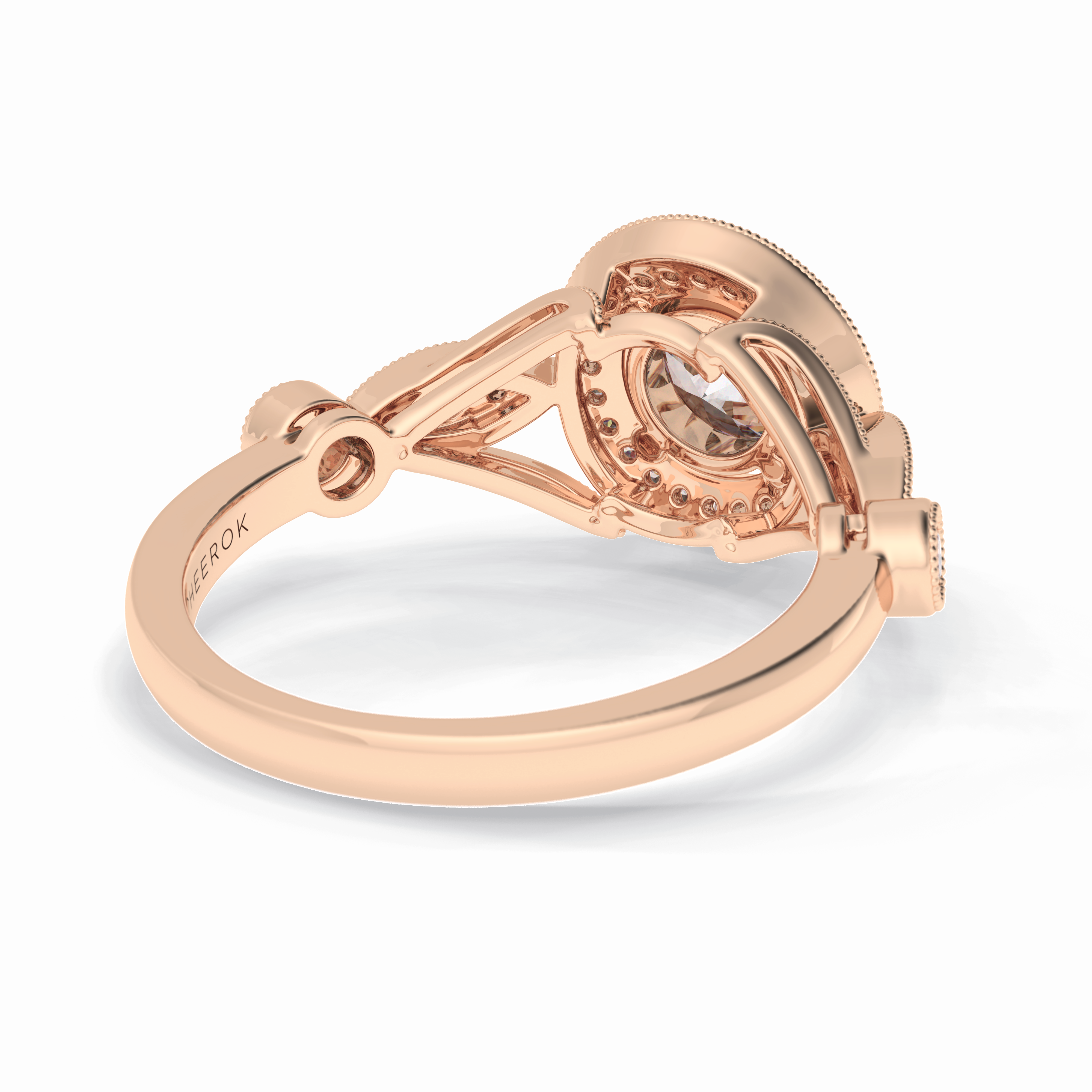 Orbit 0.67 Carat Round VS1 Lab-Grown Halo Engagement Ring in 18K Gold