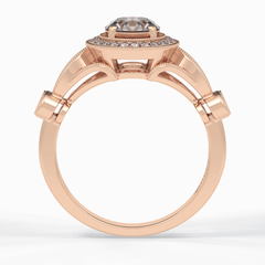 Orbit 0.67 Carat Round VS1 Lab-Grown Halo Engagement Ring in 18K Gold