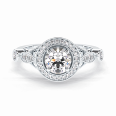 Orbit 0.67 Carat Round VS1 Lab-Grown Halo Engagement Ring in 18K Gold