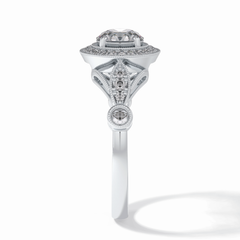 Orbit 0.67 Carat Round VS1 Lab-Grown Halo Engagement Ring in 18K Gold