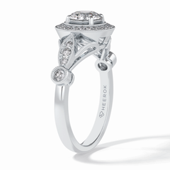 Orbit 0.67 Carat Round VS1 Lab-Grown Halo Engagement Ring in 18K Gold