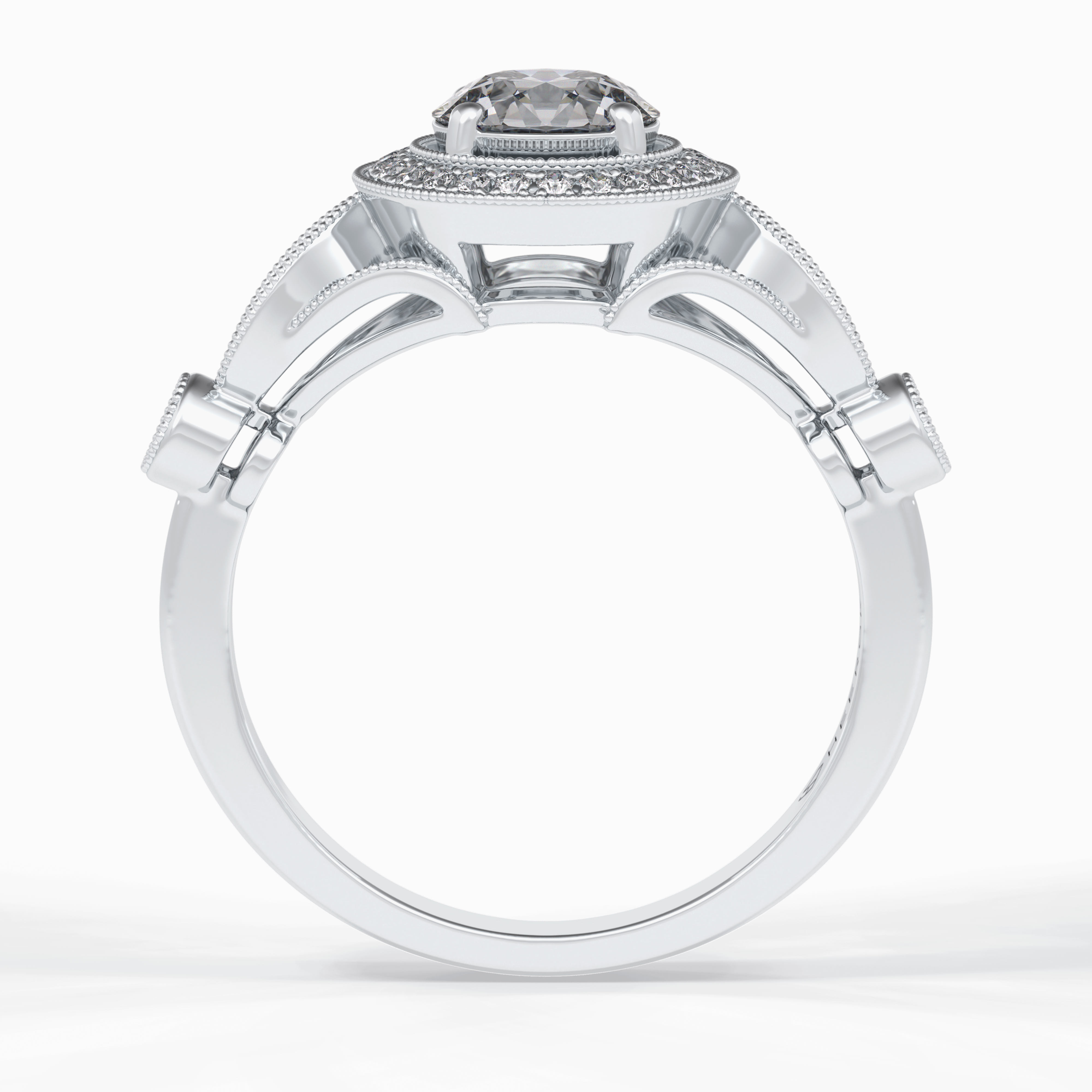 Orbit 0.67 Carat Round VS1 Lab-Grown Halo Engagement Ring in 18K Gold