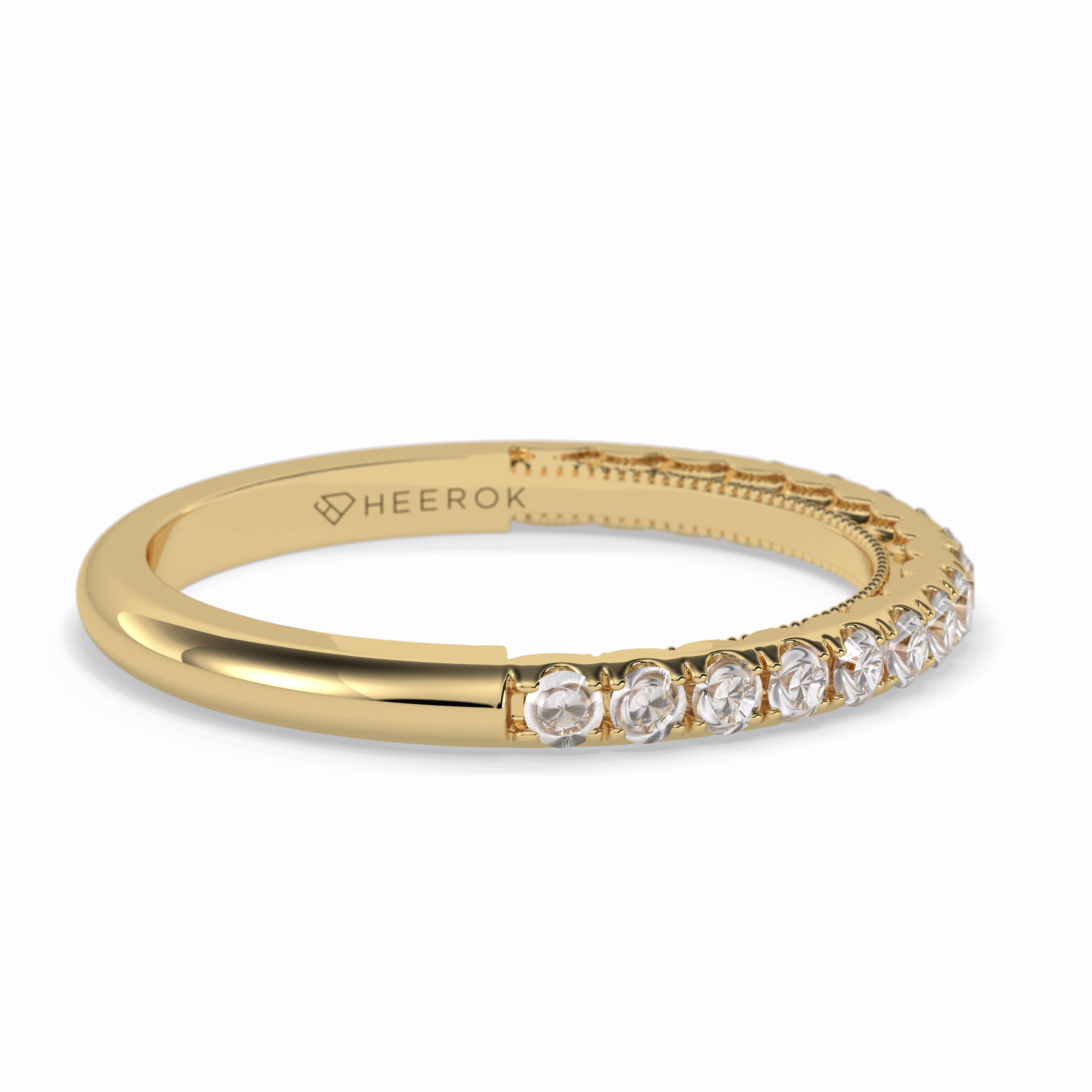 Luminaire 0.41 Carat Round VVS1 Lab-Grown Half Eternity Wedding Band in 18K Gold