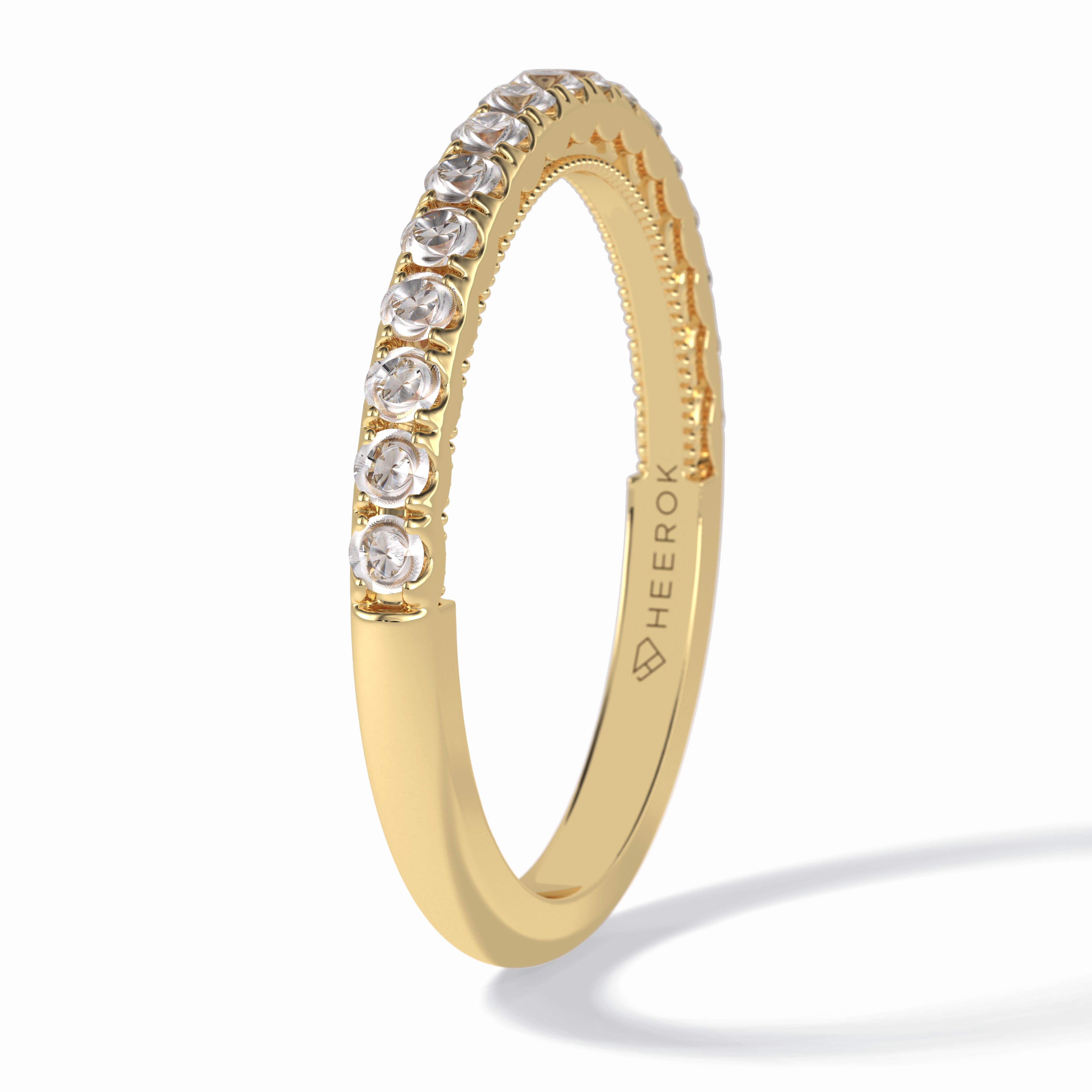 Luminaire 0.41 Carat Round VVS1 Lab-Grown Half Eternity Wedding Band in 18K Gold