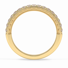 Luminaire Round VVS Lab-Grown Half Eternity Wedding Band in 18K Gold