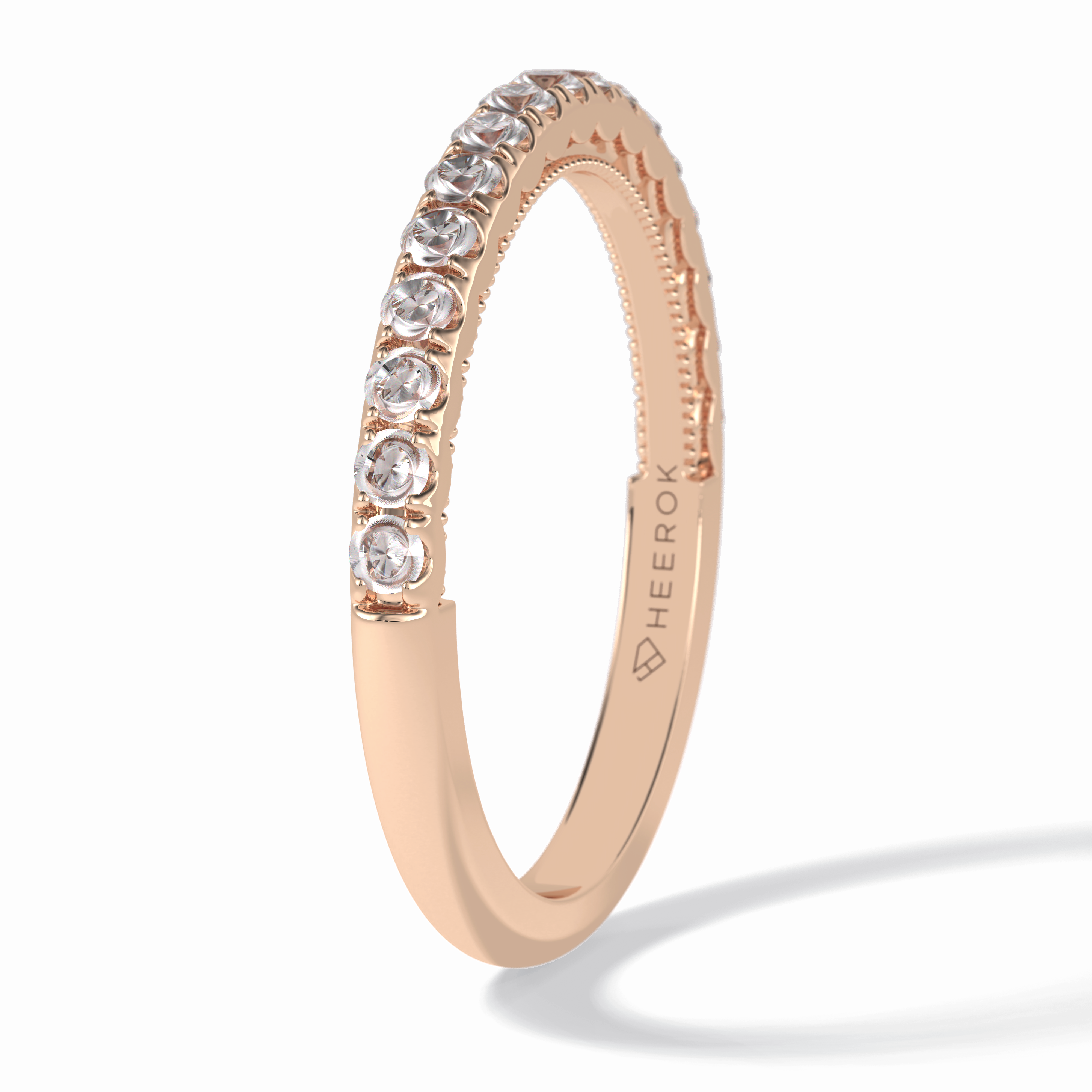 Luminaire 0.41 Carat Round VVS1 Lab-Grown Half Eternity Wedding Band in 18K Gold