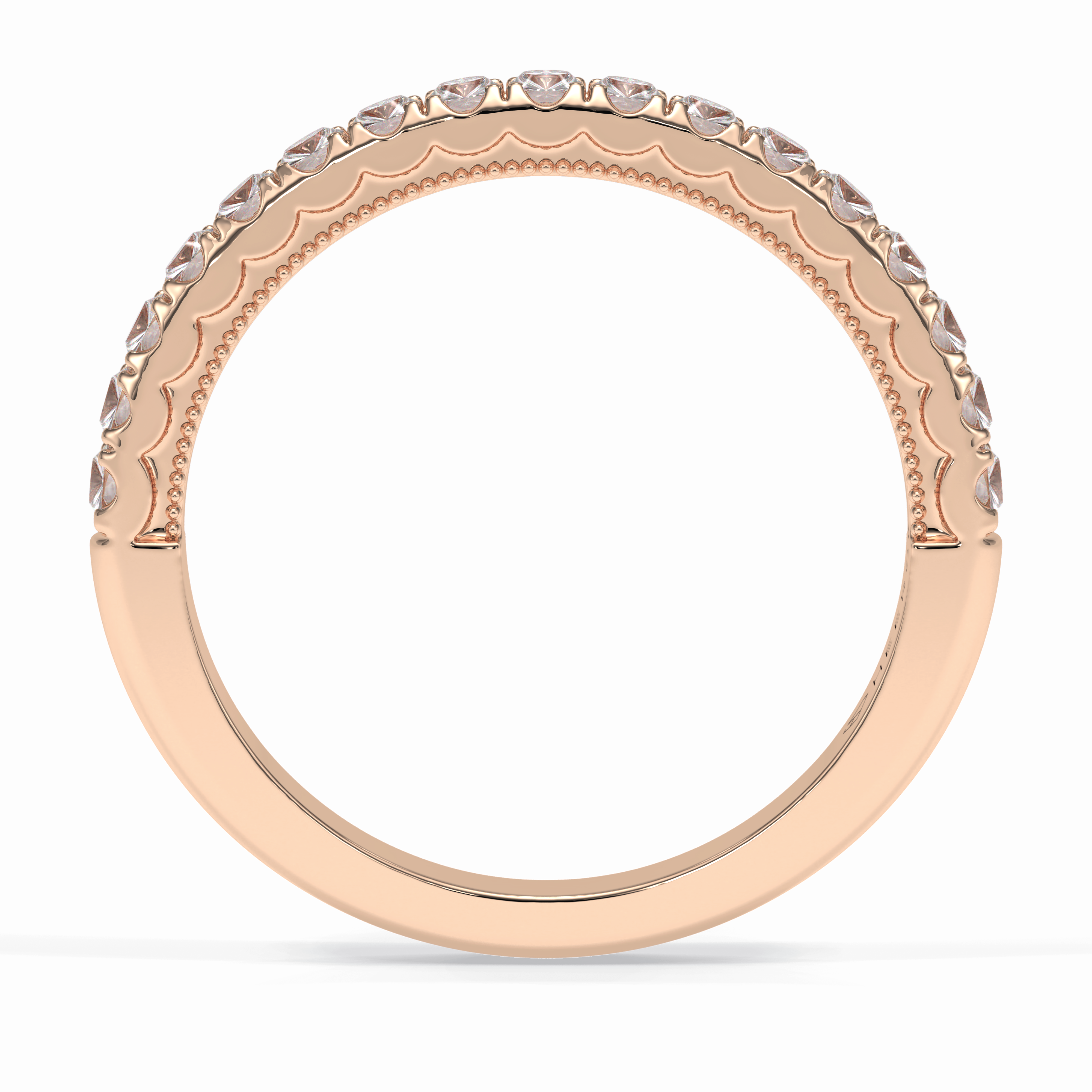 Luminaire 0.41 Carat Round VVS1 Lab-Grown Half Eternity Wedding Band in 18K Gold