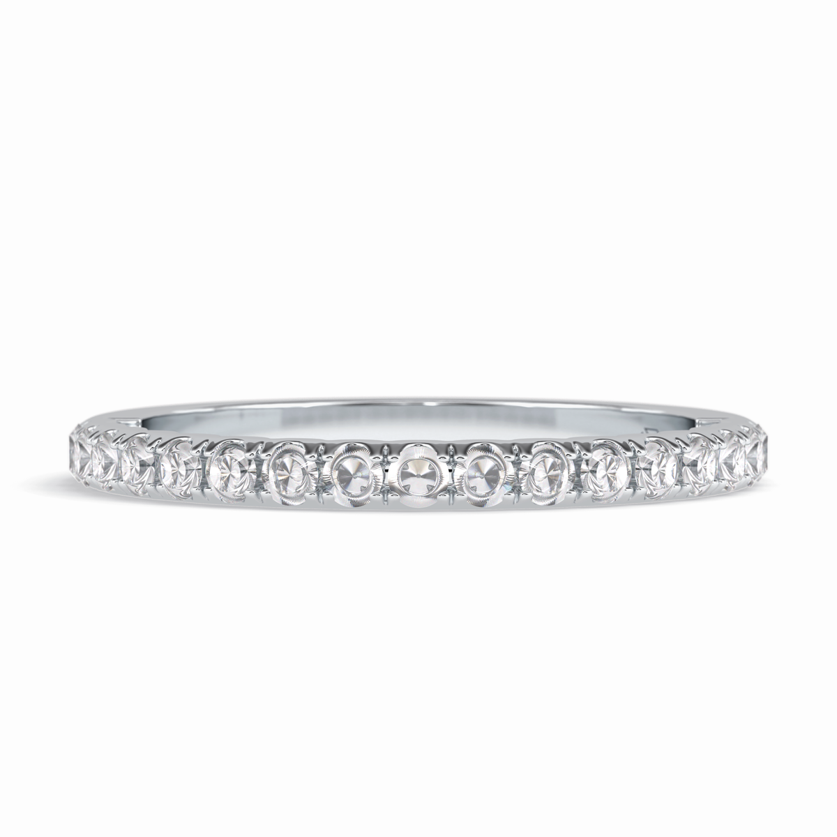 Luminaire 0.41 Carat Round VVS1 Lab-Grown Half Eternity Wedding Band in 18K Gold