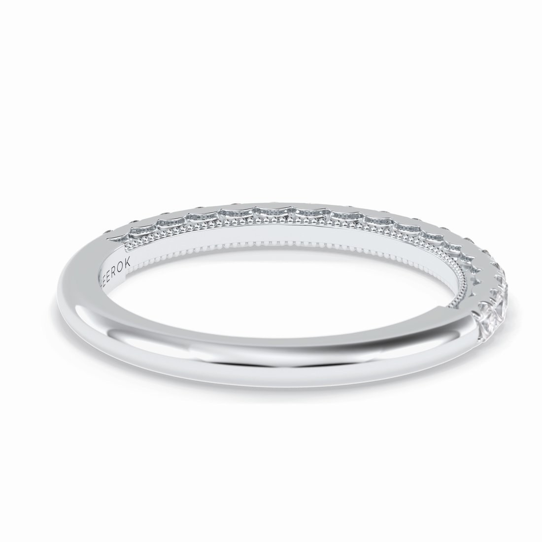 Luminaire Round VVS Lab-Grown Half Eternity Wedding Band in 18K Gold