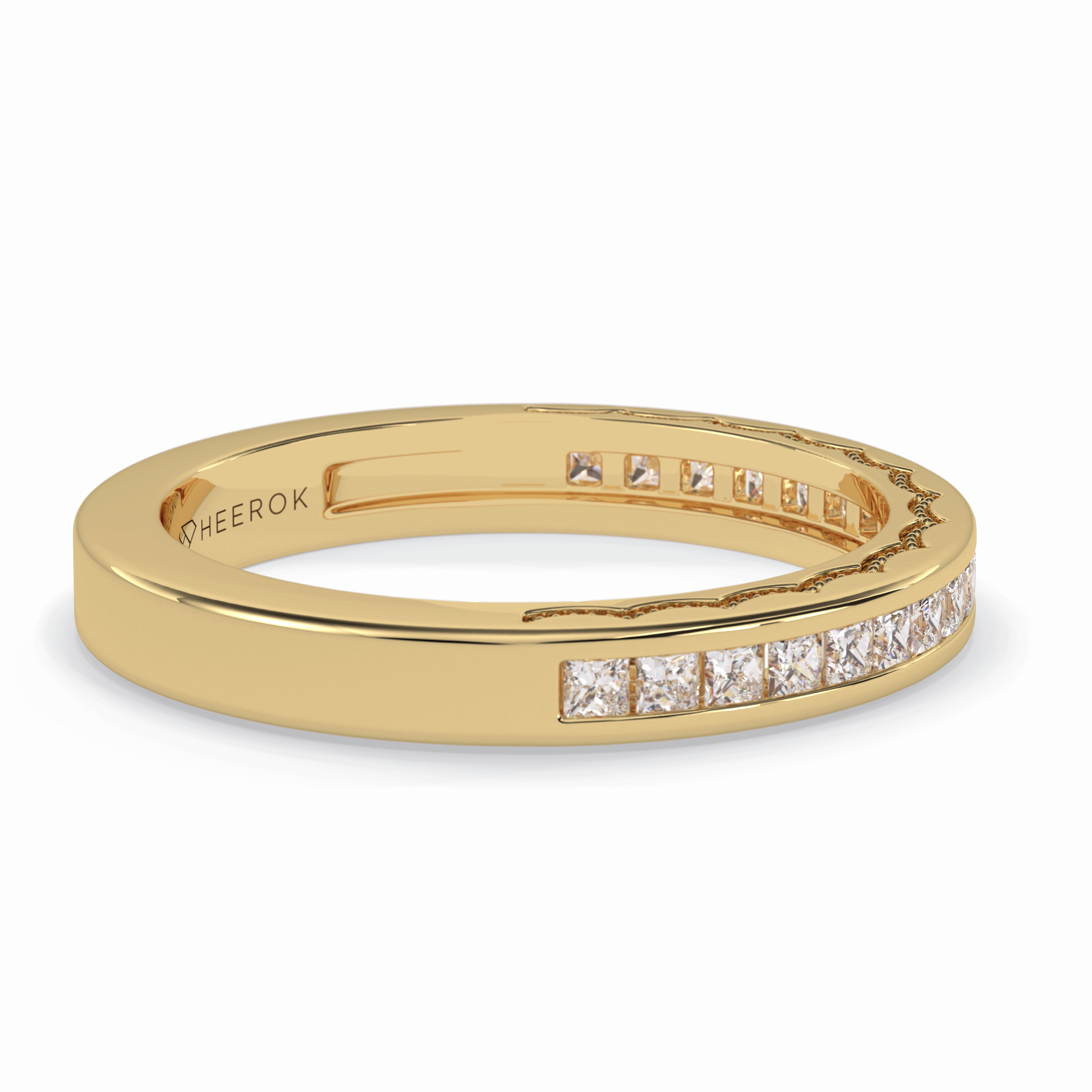 Sequel 0.48 Carat Princess VVS1 Lab-Grown Pave Wedding Band in 18K Gold