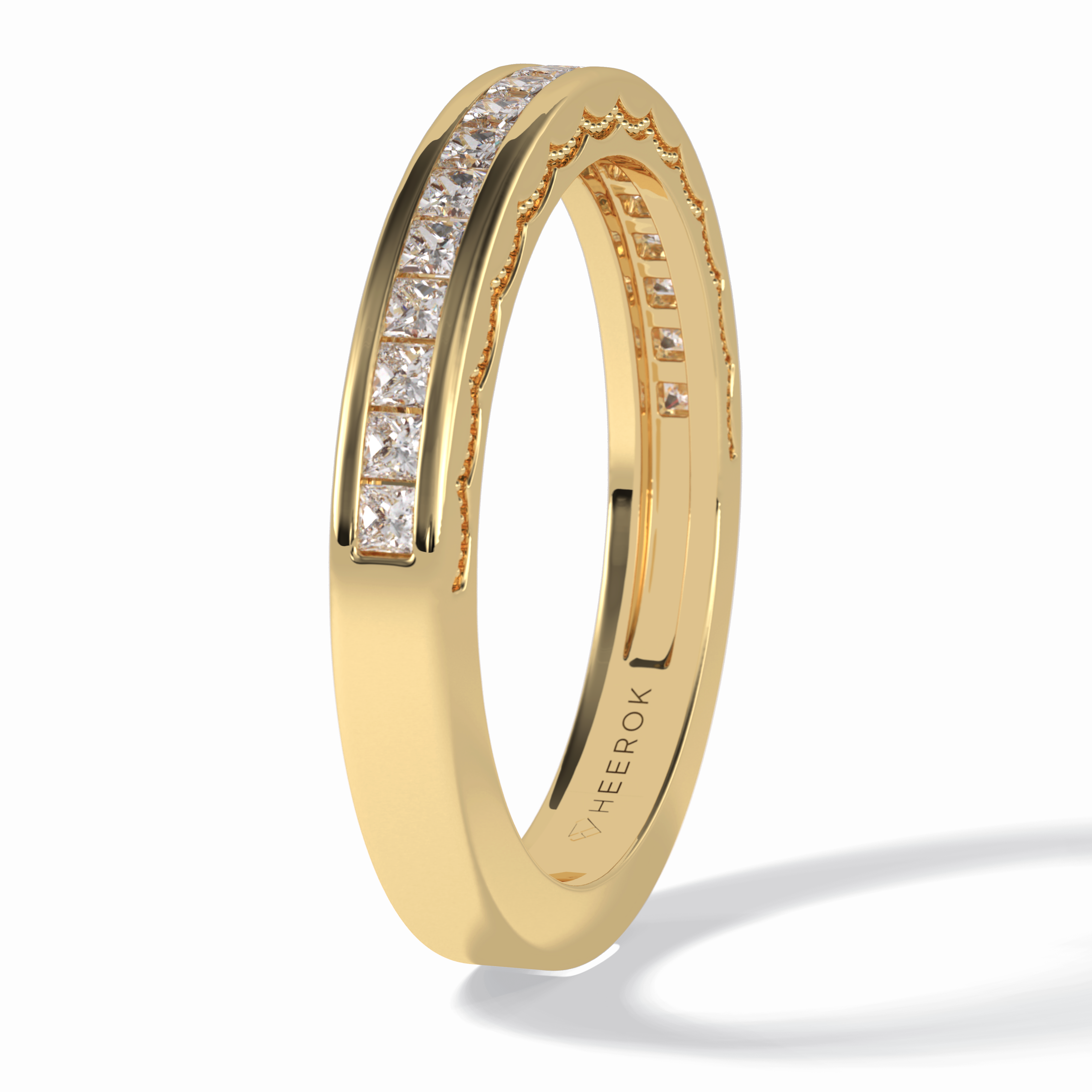 Sequel 0.48 Carat Princess VVS1 Lab-Grown Pave Wedding Band in 18K Gold