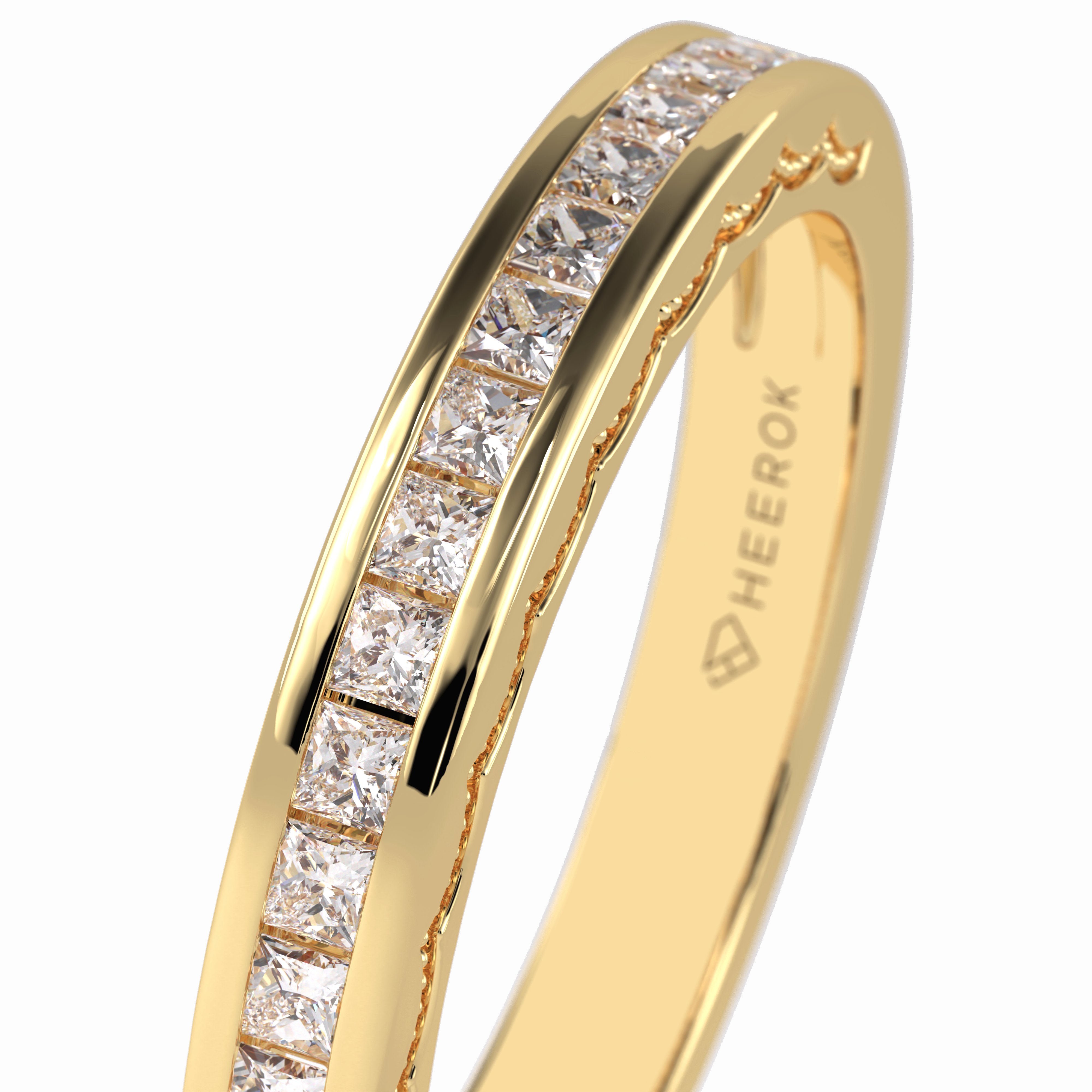 Sequel 0.48 Carat Princess VVS1 Lab-Grown Pave Wedding Band in 18K Gold