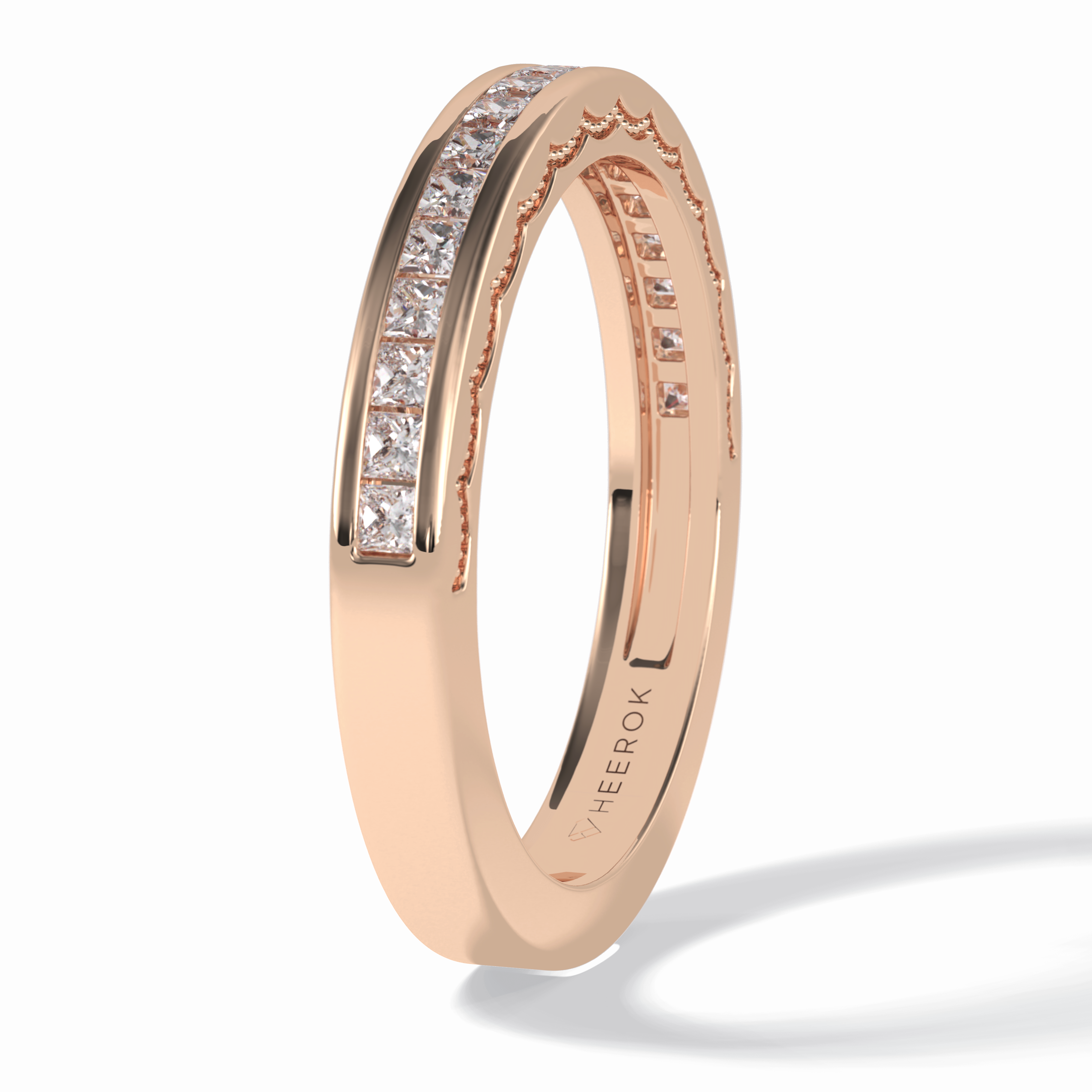 Sequel 0.48 Carat Princess VVS1 Lab-Grown Pave Wedding Band in 18K Gold