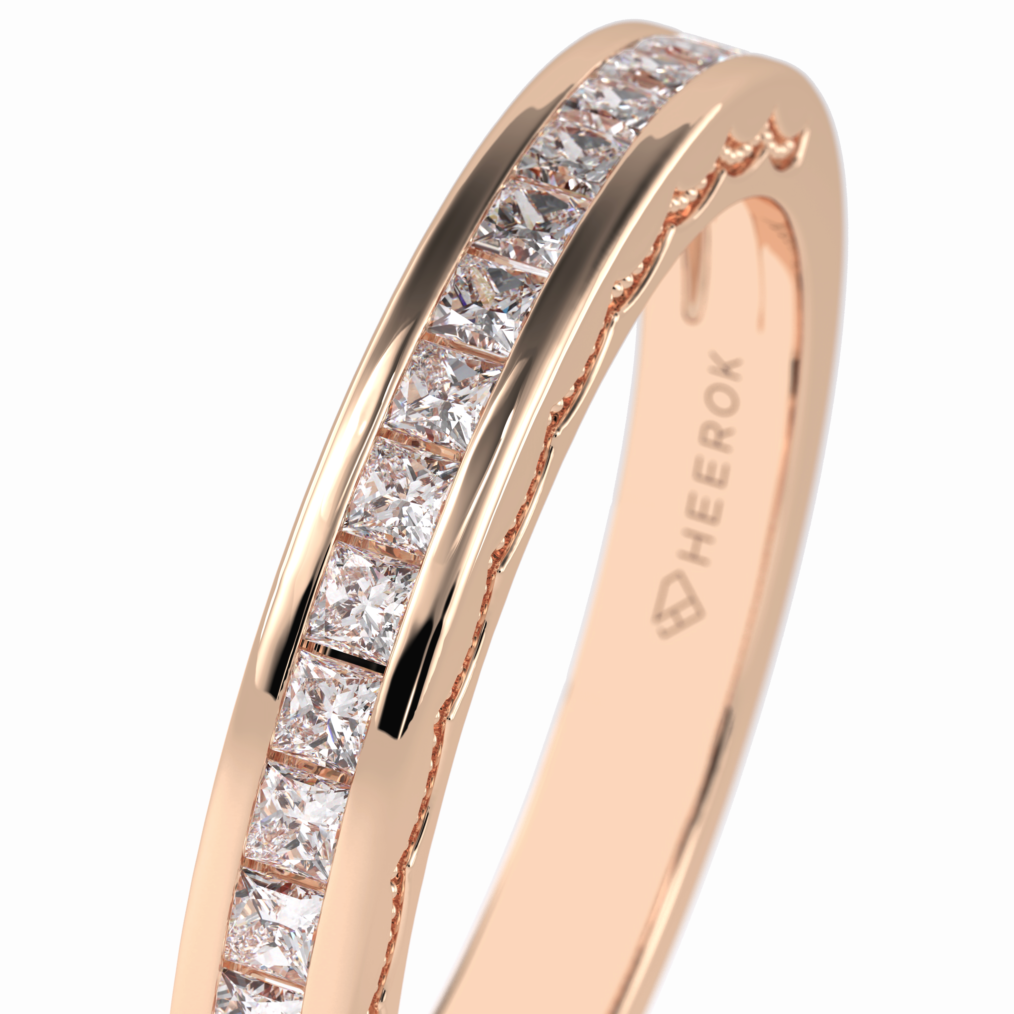 Sequel 0.48 Carat Princess VVS1 Lab-Grown Pave Wedding Band in 18K Gold