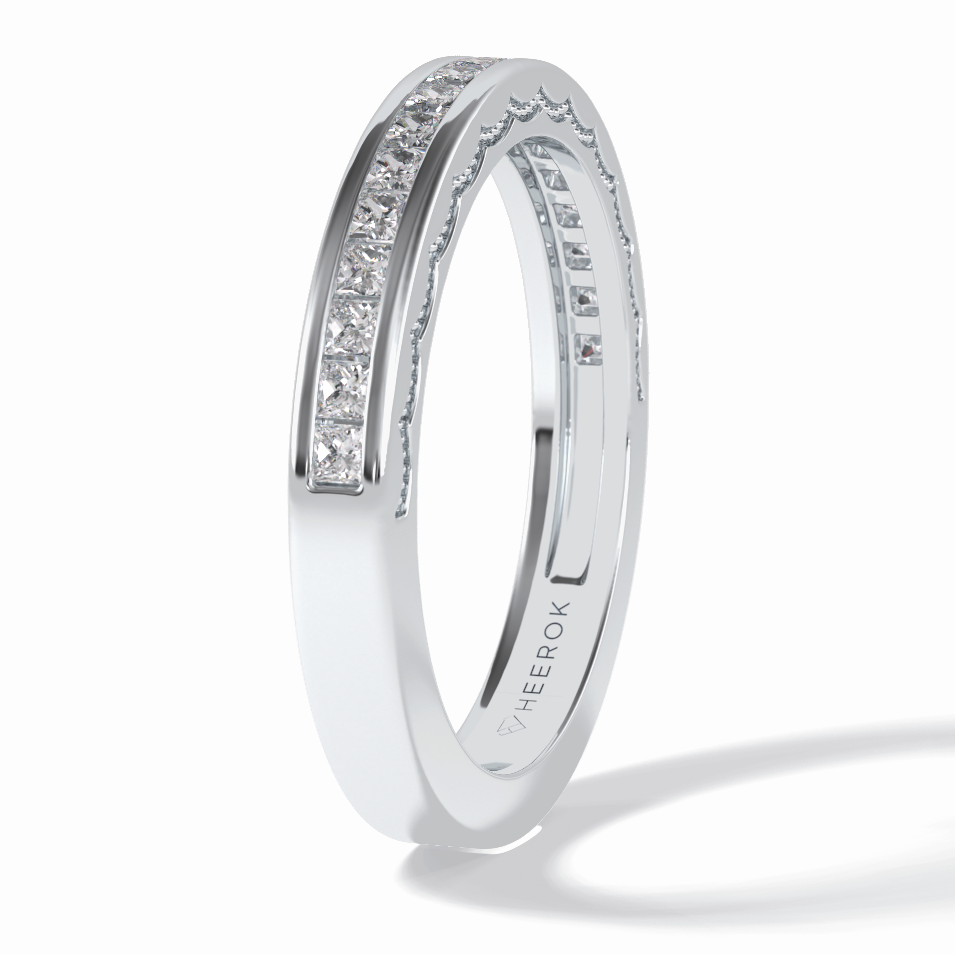 Sequel 0.48 Carat Princess VVS1 Lab-Grown Pave Wedding Band in 18K Gold