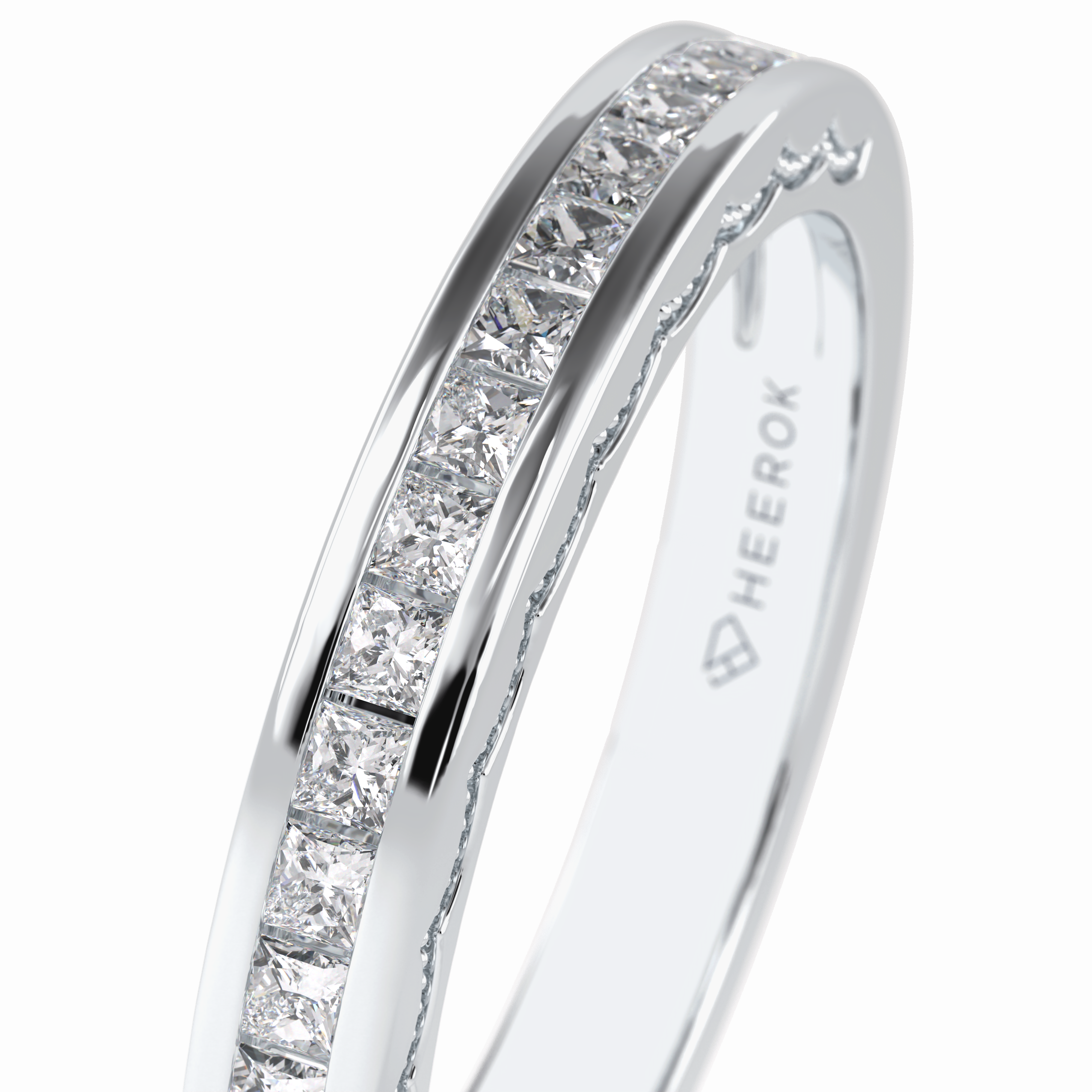 Sequel 0.48 Carat Princess VVS1 Lab-Grown Pave Wedding Band in 18K Gold