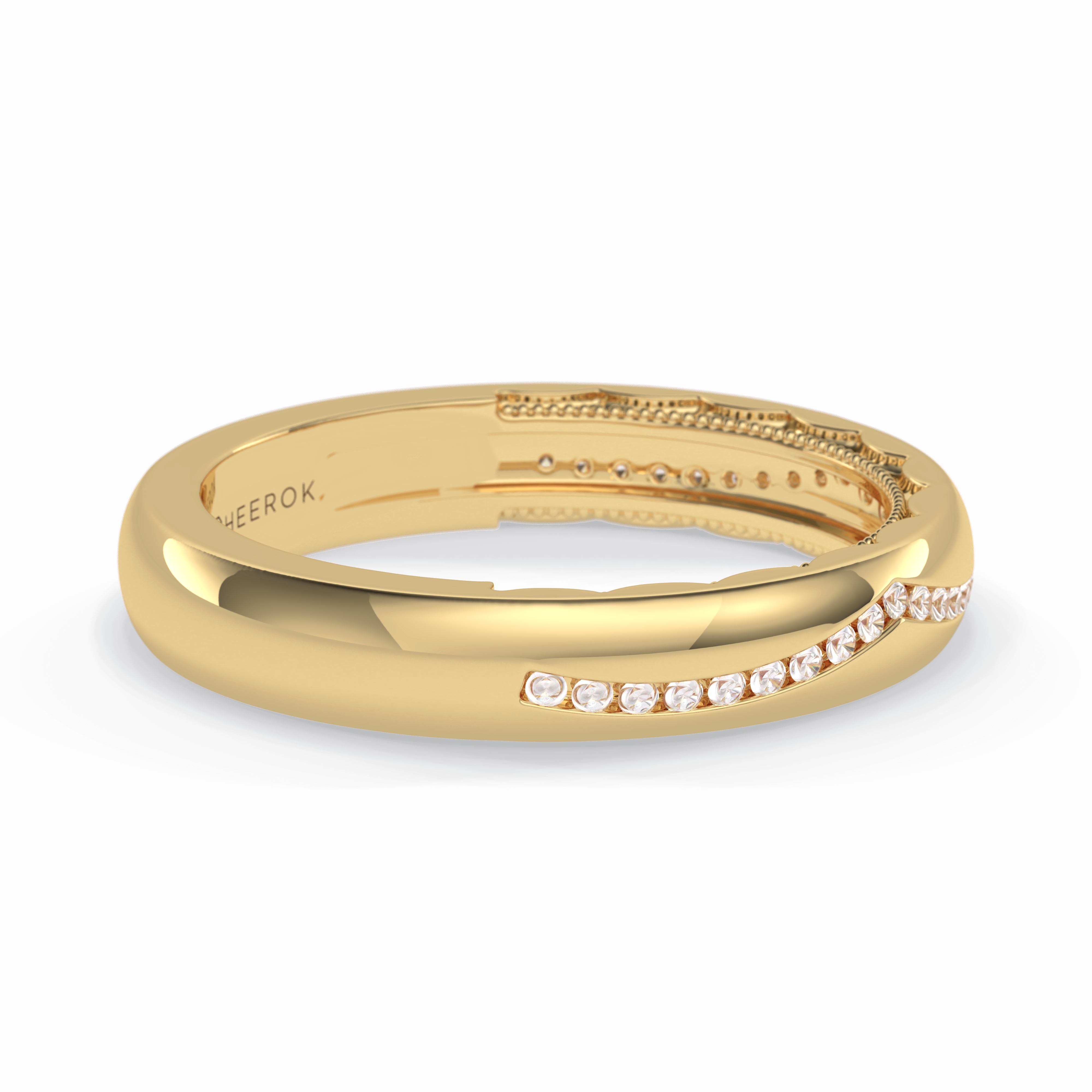 Luster 0.68 Carat Round VS1 Lab-Grown Wedding Band in 18K Yellow Gold