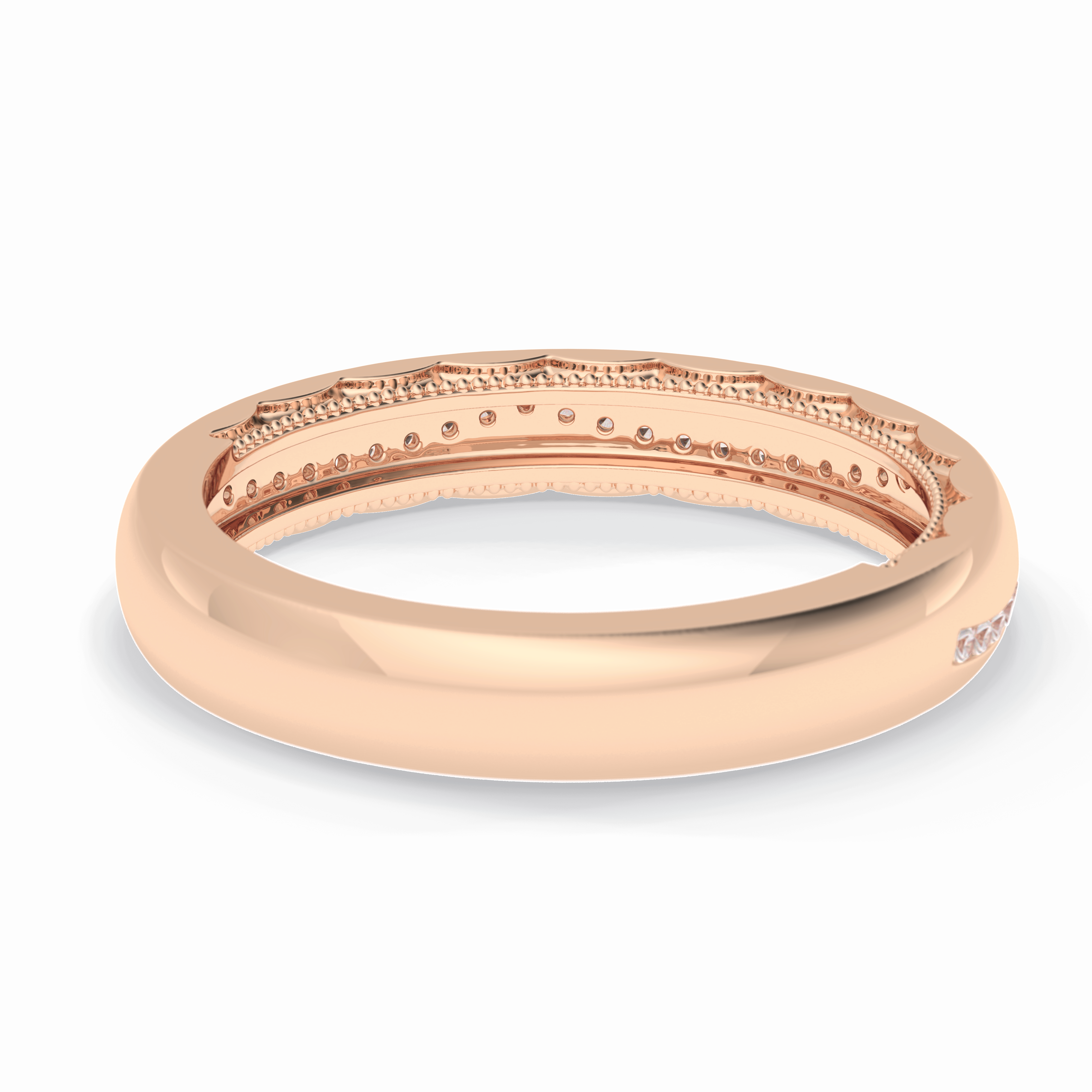 Luster 0.68 Carat Round VS1 Lab-Grown Wedding Band in 18K Rose Gold