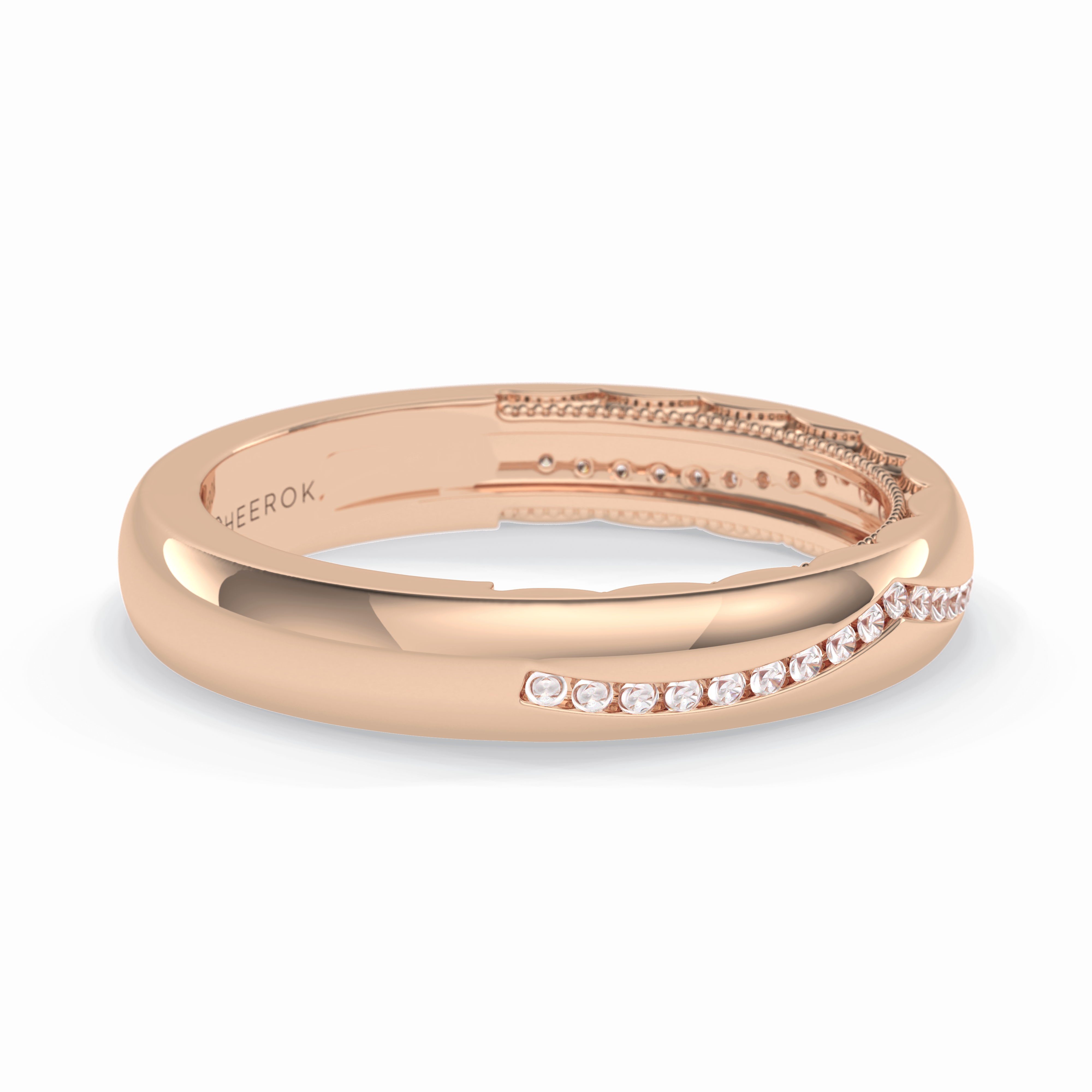 Luster 0.68 Carat Round VS1 Lab-Grown Wedding Band in 18K Rose Gold