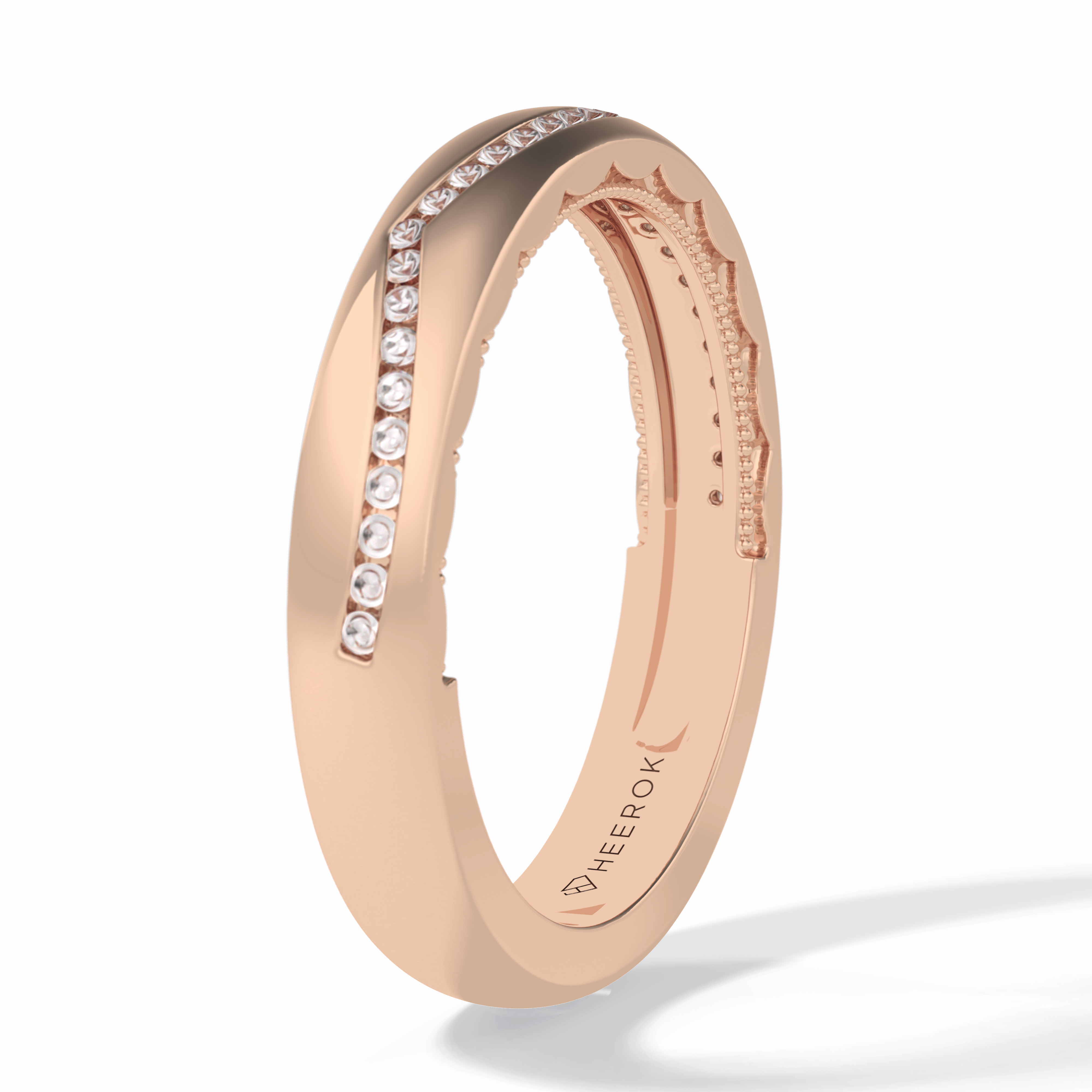 Luster 0.68 Carat Round VS1 Lab-Grown Wedding Band in 18K Rose Gold