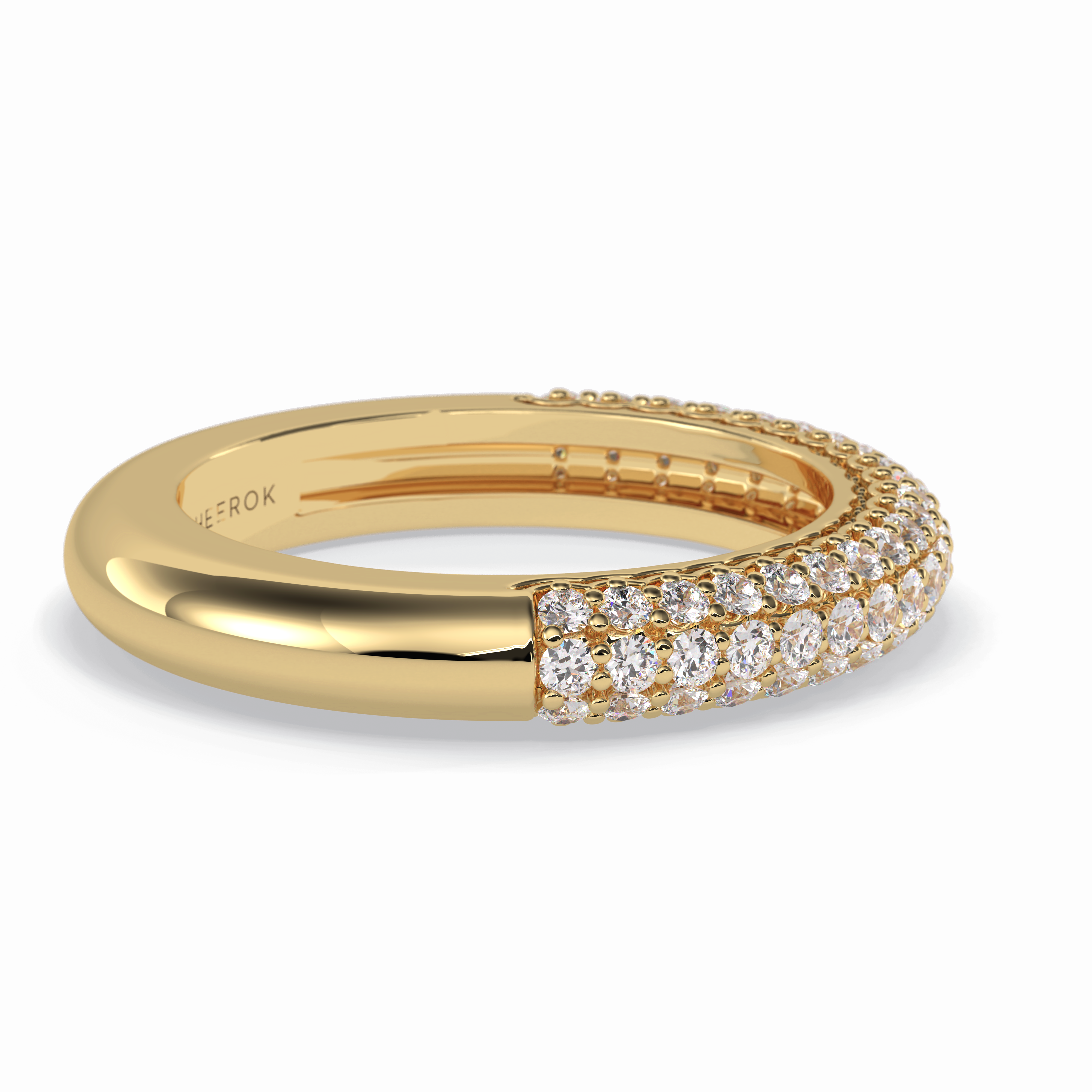 Luster 0.68 Carat Round VS1 Lab-Grown Wedding Band in 18K Yellow Gold